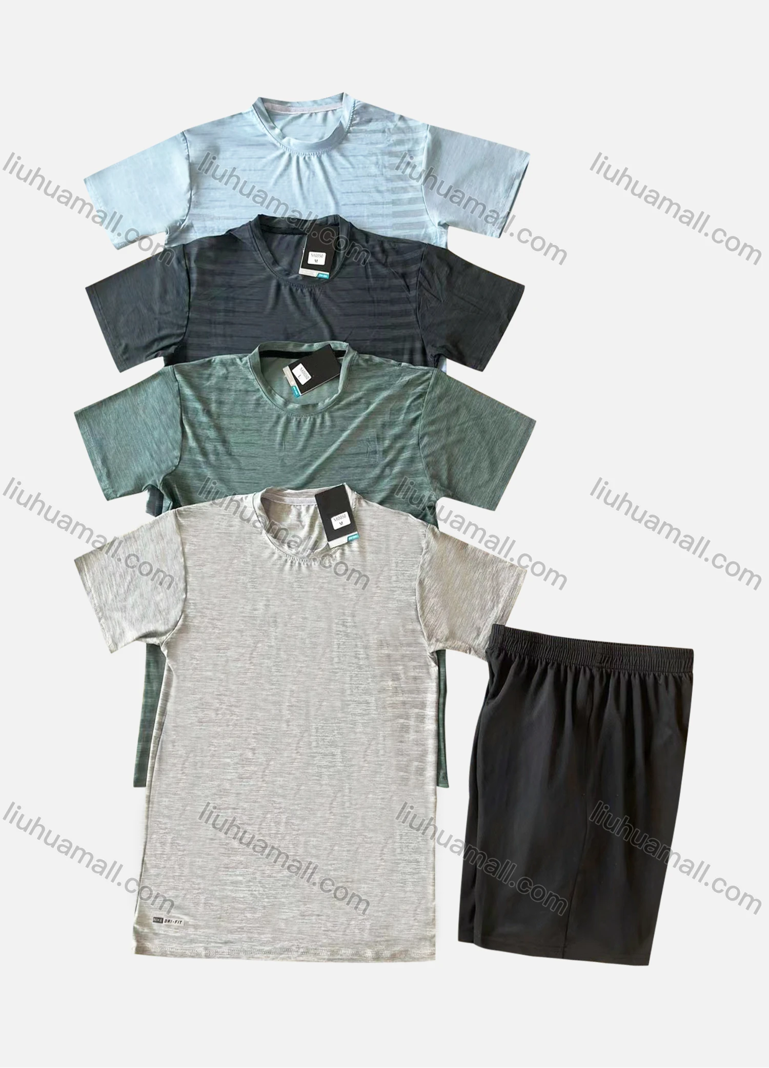 Wholesale Men's Casual Plain Striped Round Neck Short Sleeve Tee - Liuhuamall