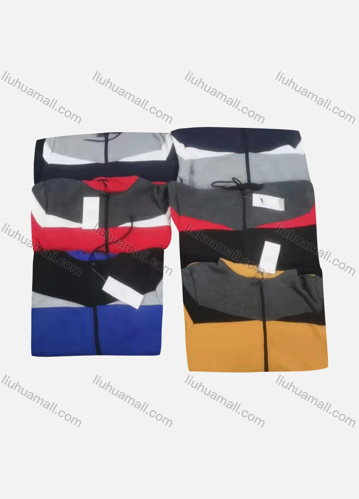 Wholesale Kid's Casual Striped Colorblock Long Sleeve Zipper Hoodie & Elastic Waist Ankle Length Jogger 2 Piece Set - Liuhuamall