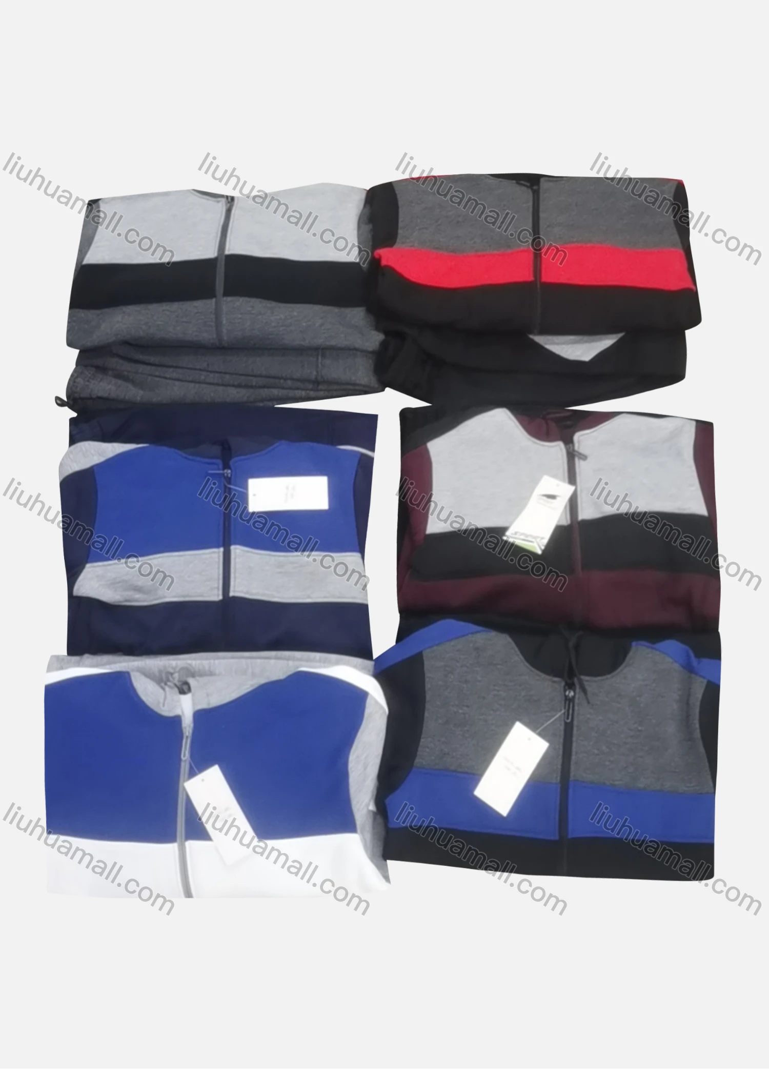 Wholesale Kid's Casual Striped Colorblock Long Sleeve Zipper Hoodie & Elastic Waist Ankle Length Jogger 2 Piece Set - Liuhuamall