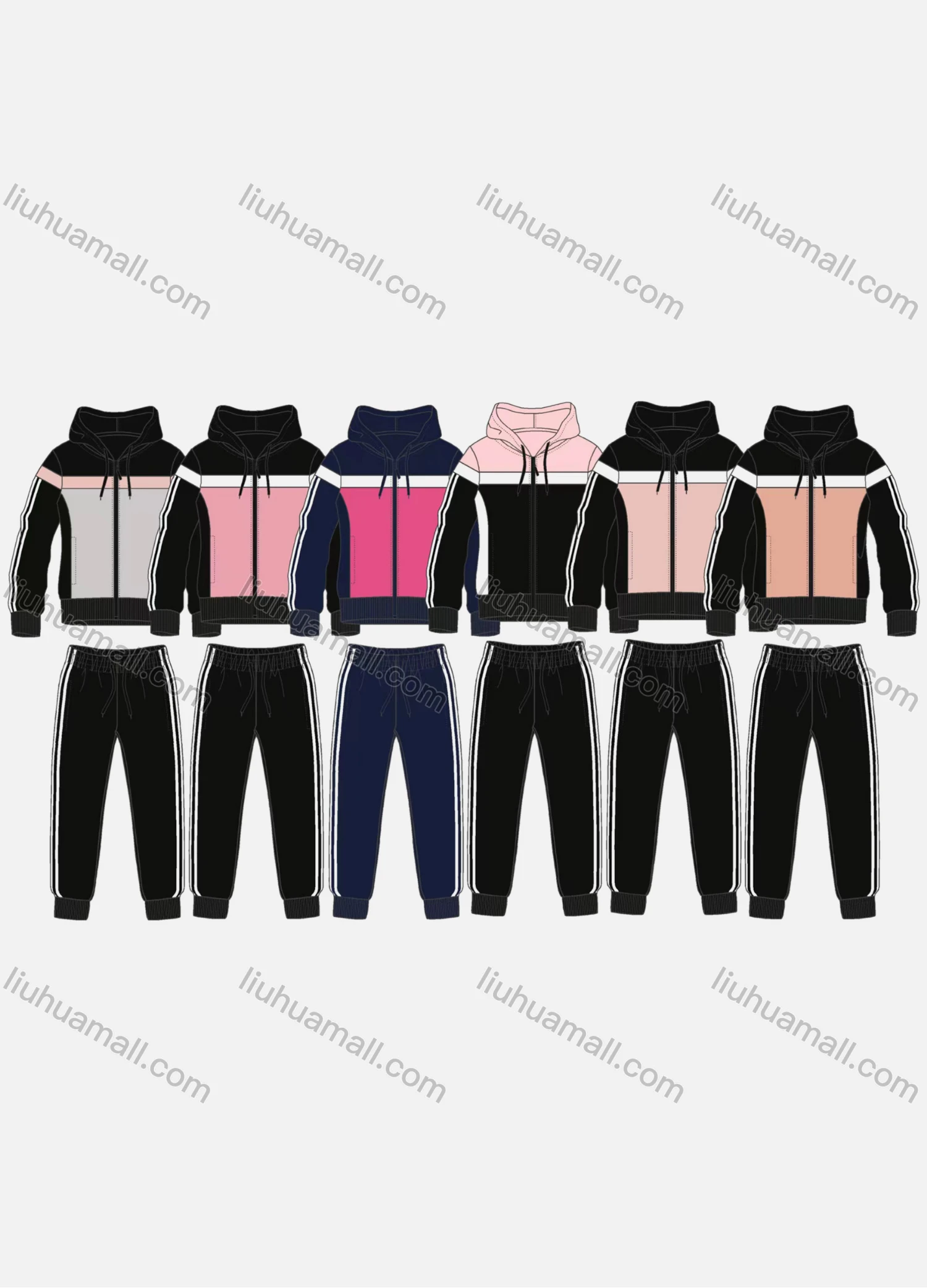 Wholesale Women's Casual Plain Long Sleeve Drawstring Hoodie & Elastic Waist Ankle Length Jogger 2 Piece Set - Liuhuamall