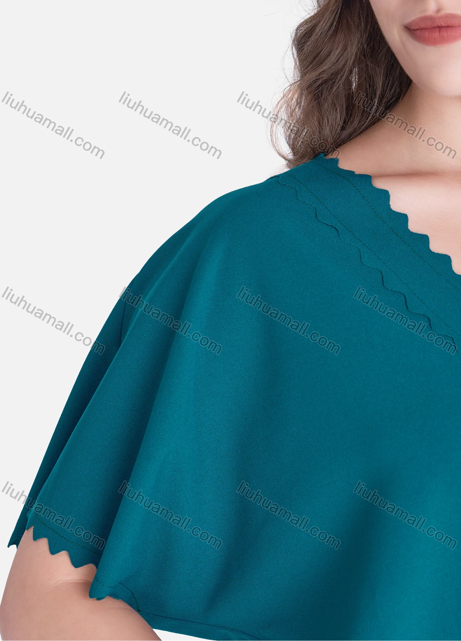 Wholesale Women's Casual Plain V Neck Short Sleeve Crop Blouse - Liuhuamall