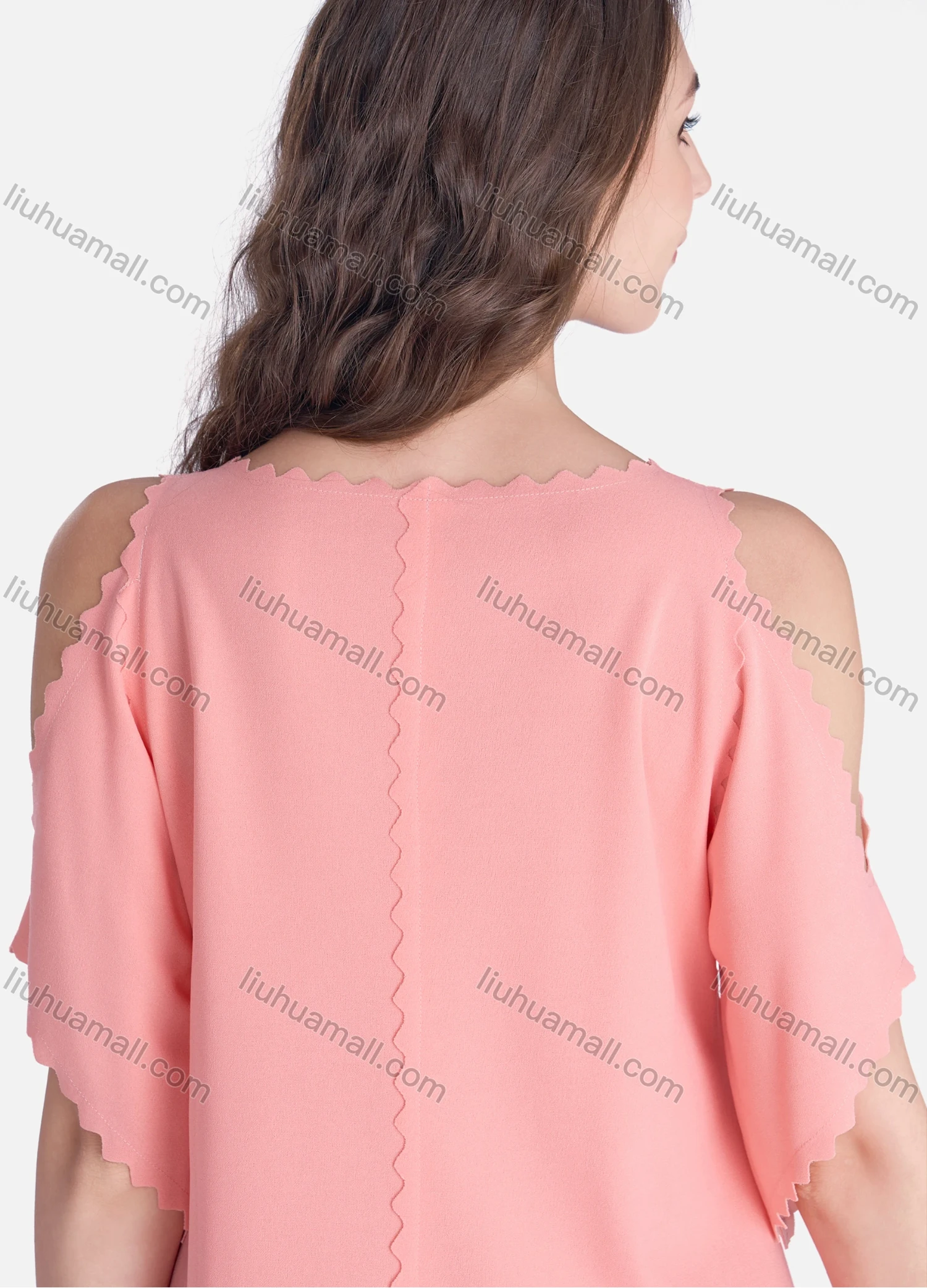 Wholesale Women's Casual Plain Cold Shoulder Short Sleeve Ruffle Hem Short Dress - Liuhuamall