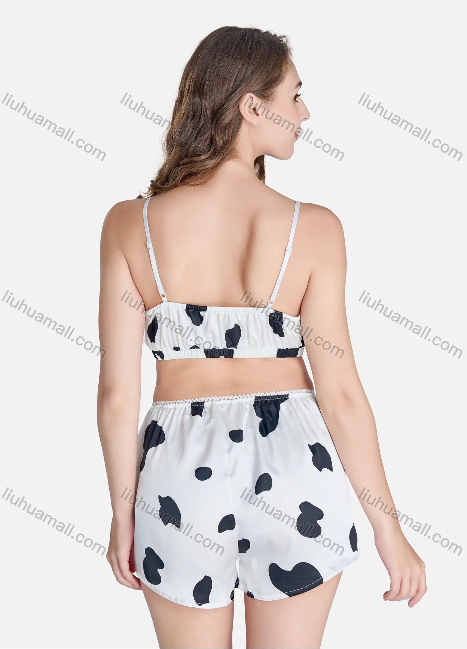 Wholesale Women's Lounge Cow Print Adjustable Straps Crop Cami Tops & Shorts 2 Piece Set Pajama Suit - Liuhuamall