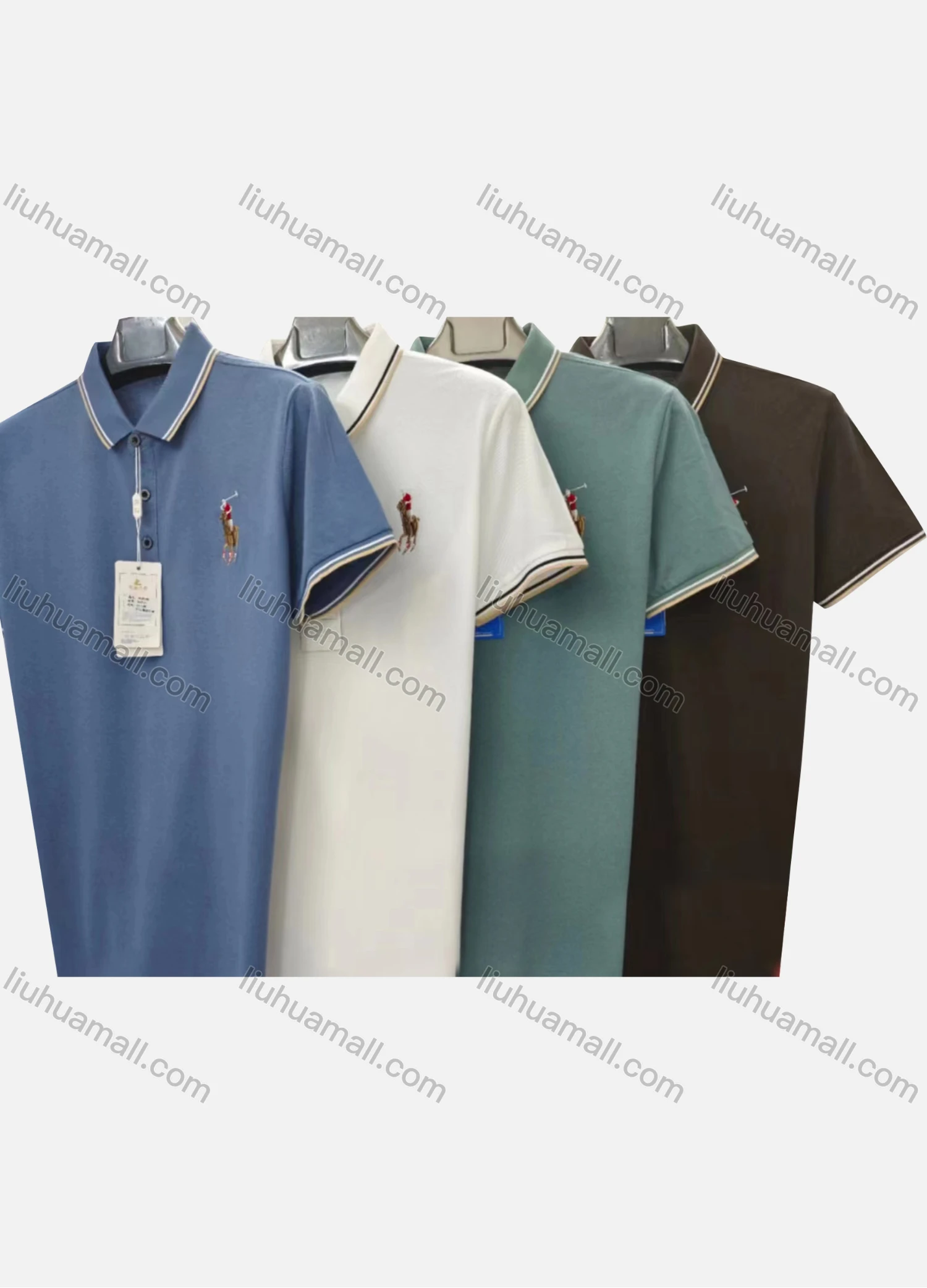Wholesale Men's Casual Plain Label Short Sleeve Polo Shirt - Liuhuamall