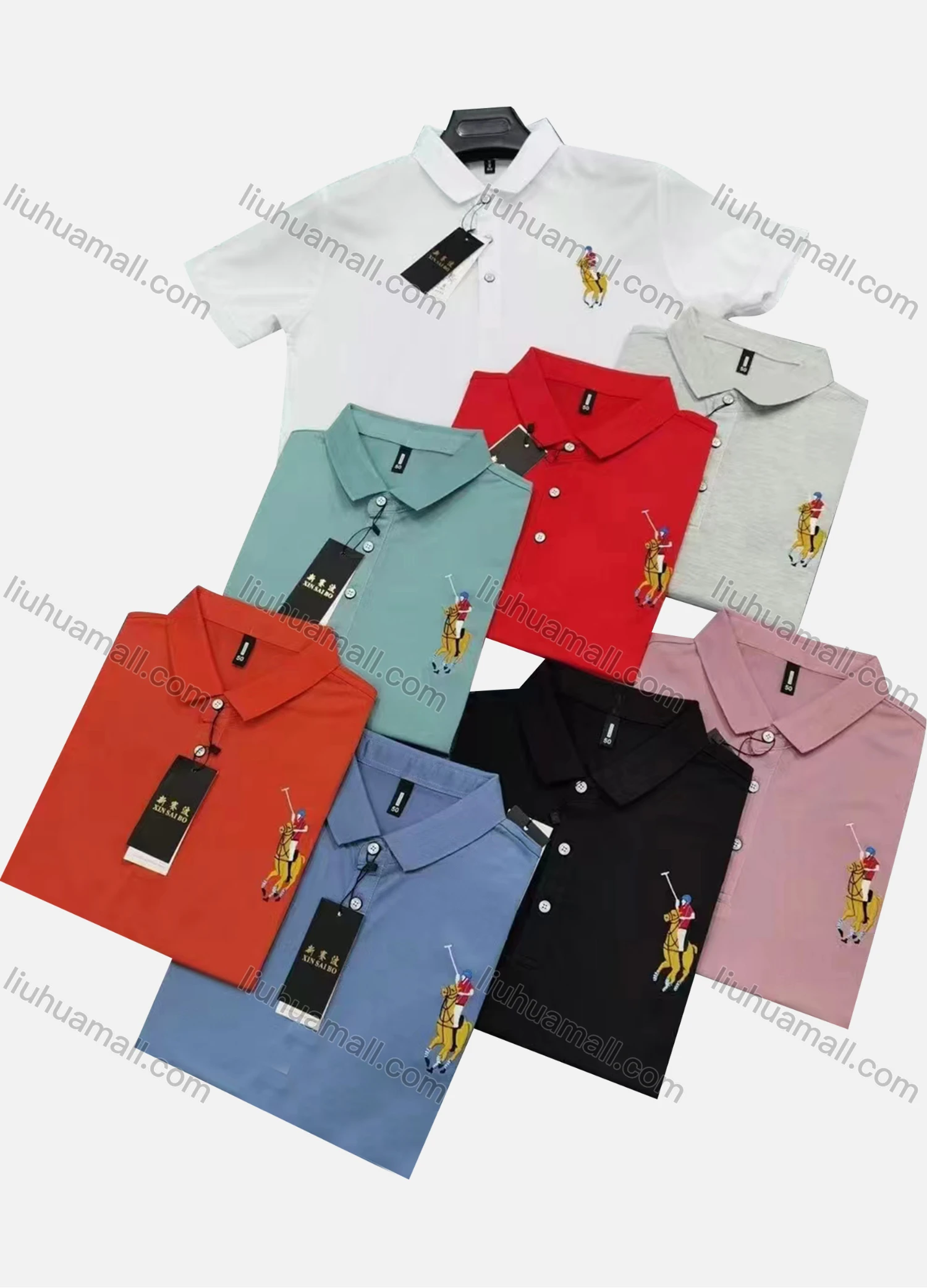 Wholesale Men's Casual Plain Label Short Sleeve Polo Shirt - Liuhuamall