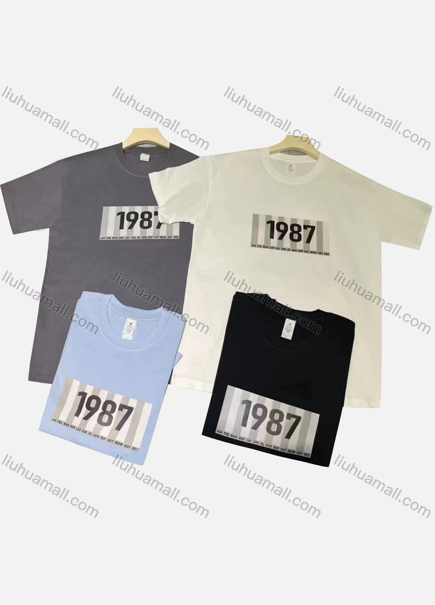 Wholesale Men's Casual Number Print Round Neck Short Sleeve T-shirt - Liuhuamall