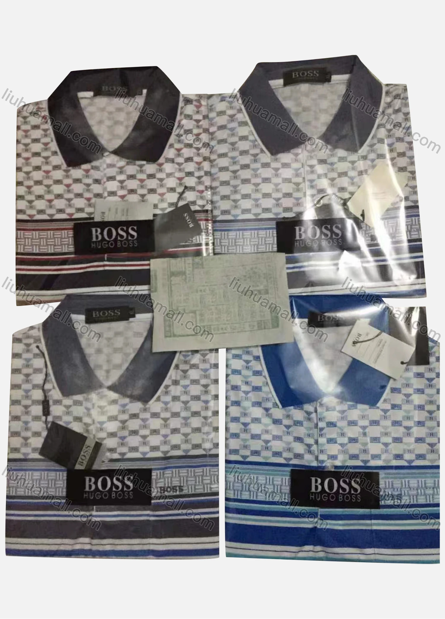 Wholesale Men's Casual Striped Colorblock Short Sleeve Polo Shirt - Liuhuamall