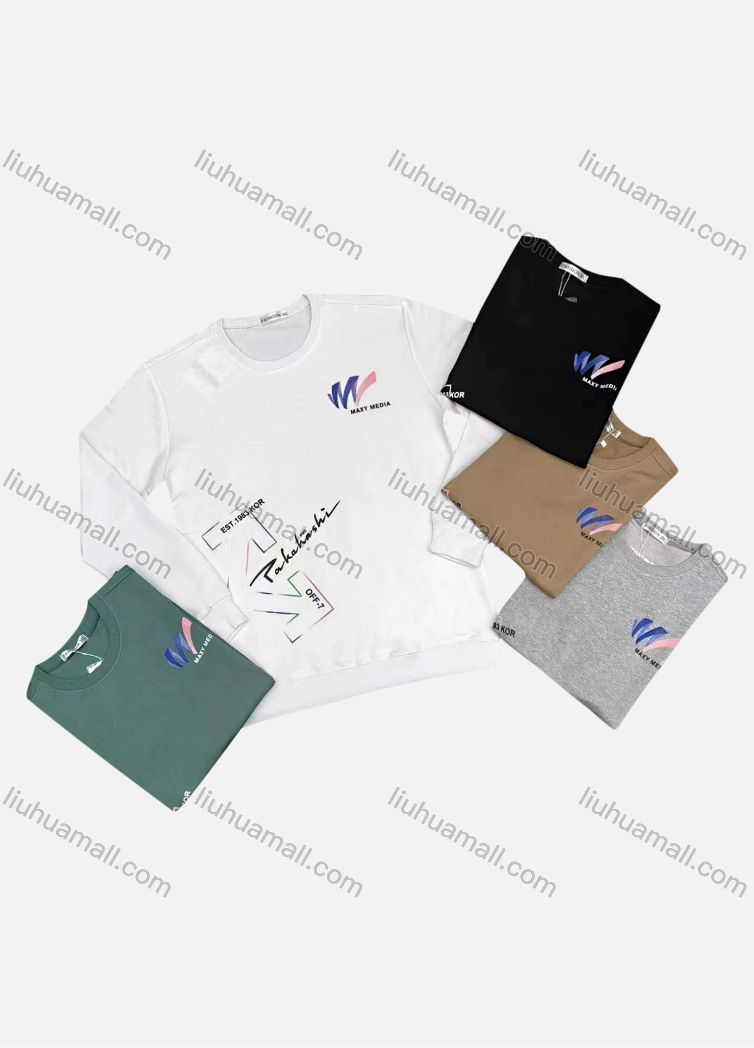 Wholesale Men's Casual Letter Print Round Neck Long Sleeve Sweatshirt - Liuhuamall