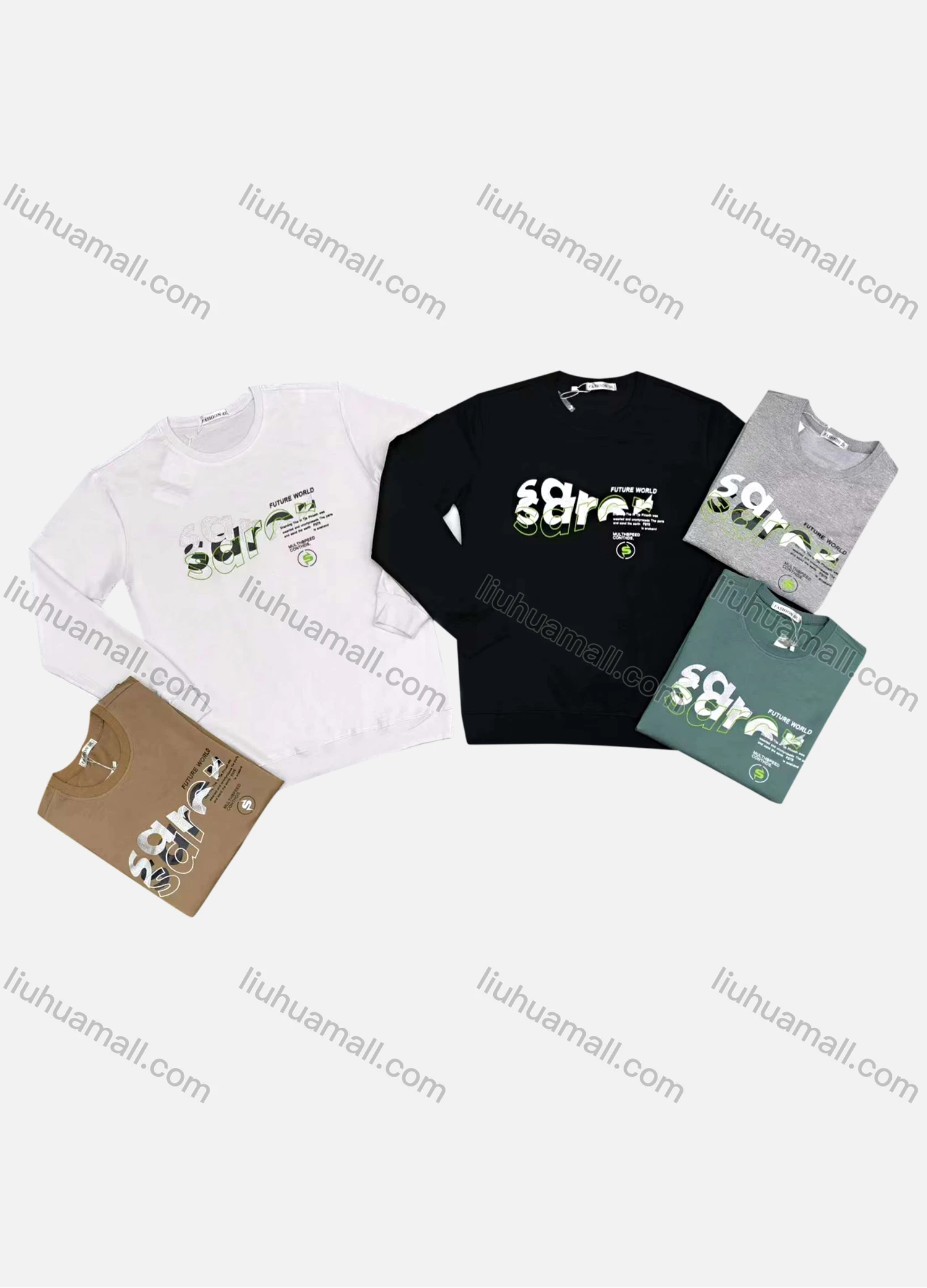 Wholesale Men's Casual Letter Print Round Neck Long Sleeve Sweatshirt - Liuhuamall