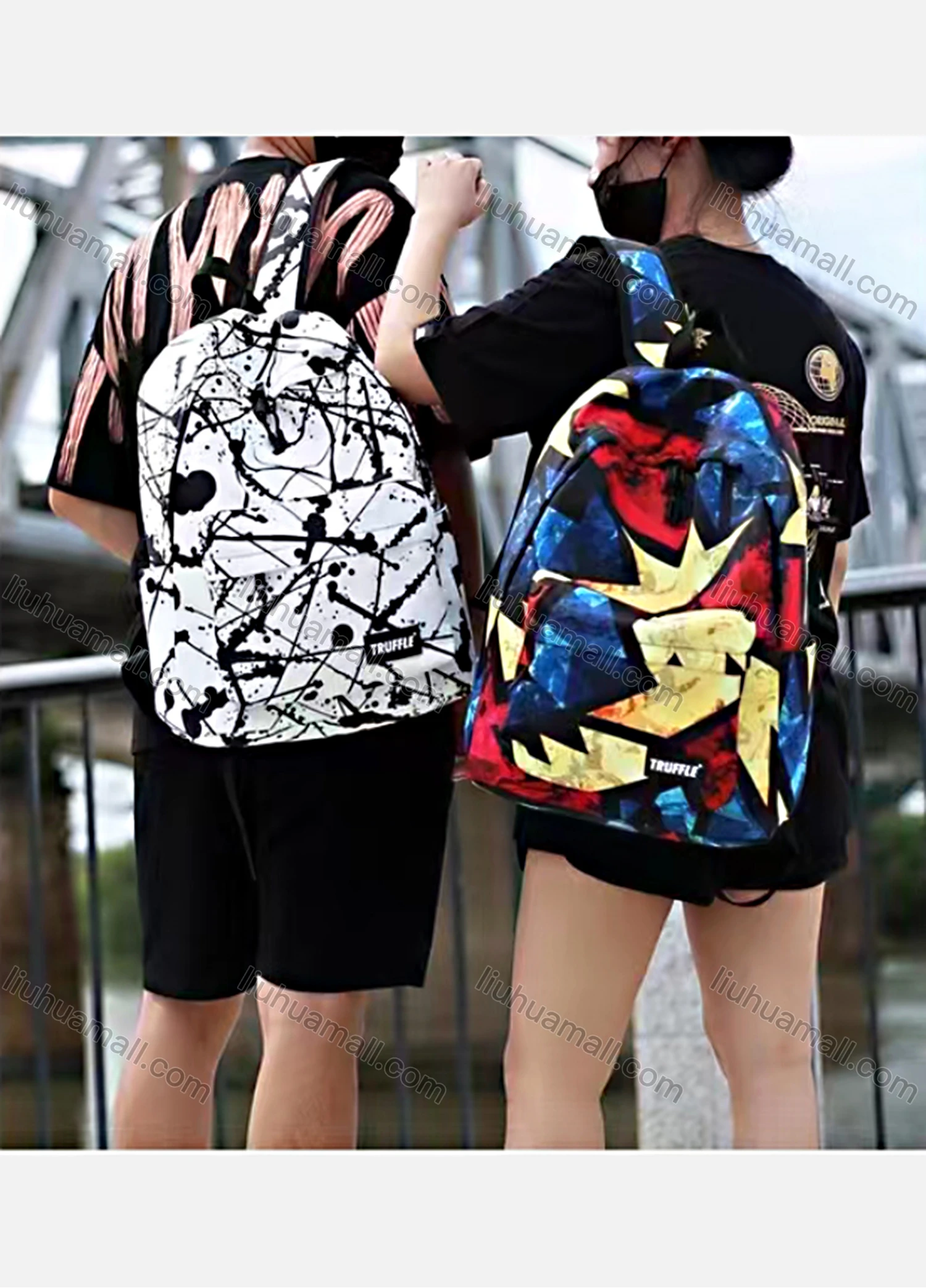 Wholesale Student's Nylon Graffiti Durable Water Resistant School Book Bag Laptops Backpack - Liuhuamall