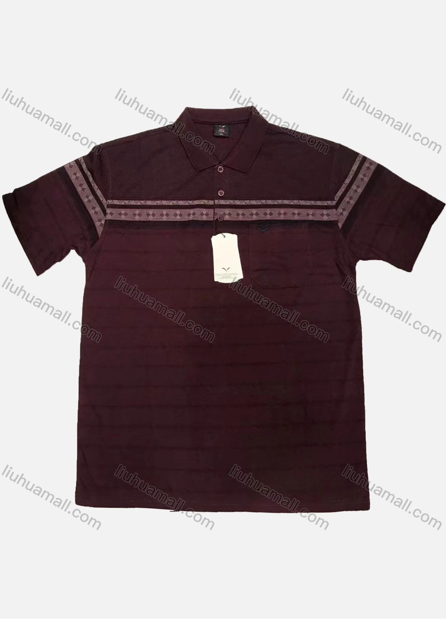 Wholesale Men's Casual Striped Short Sleeve Polo Shirt - Liuhuamall