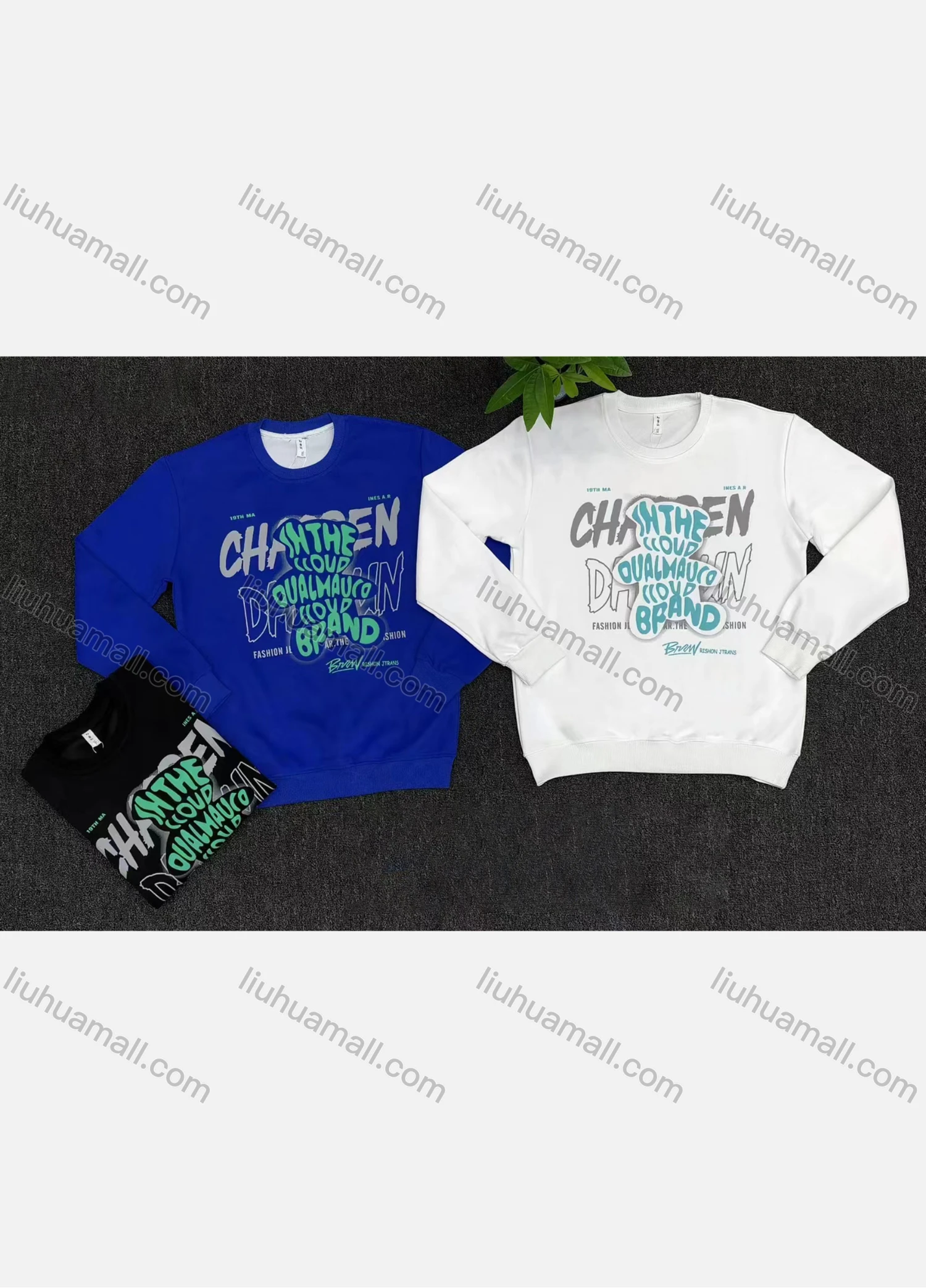 Wholesale Men's Casual Letter Print Round Neck Long Sleeve Sweatshirt - Liuhuamall