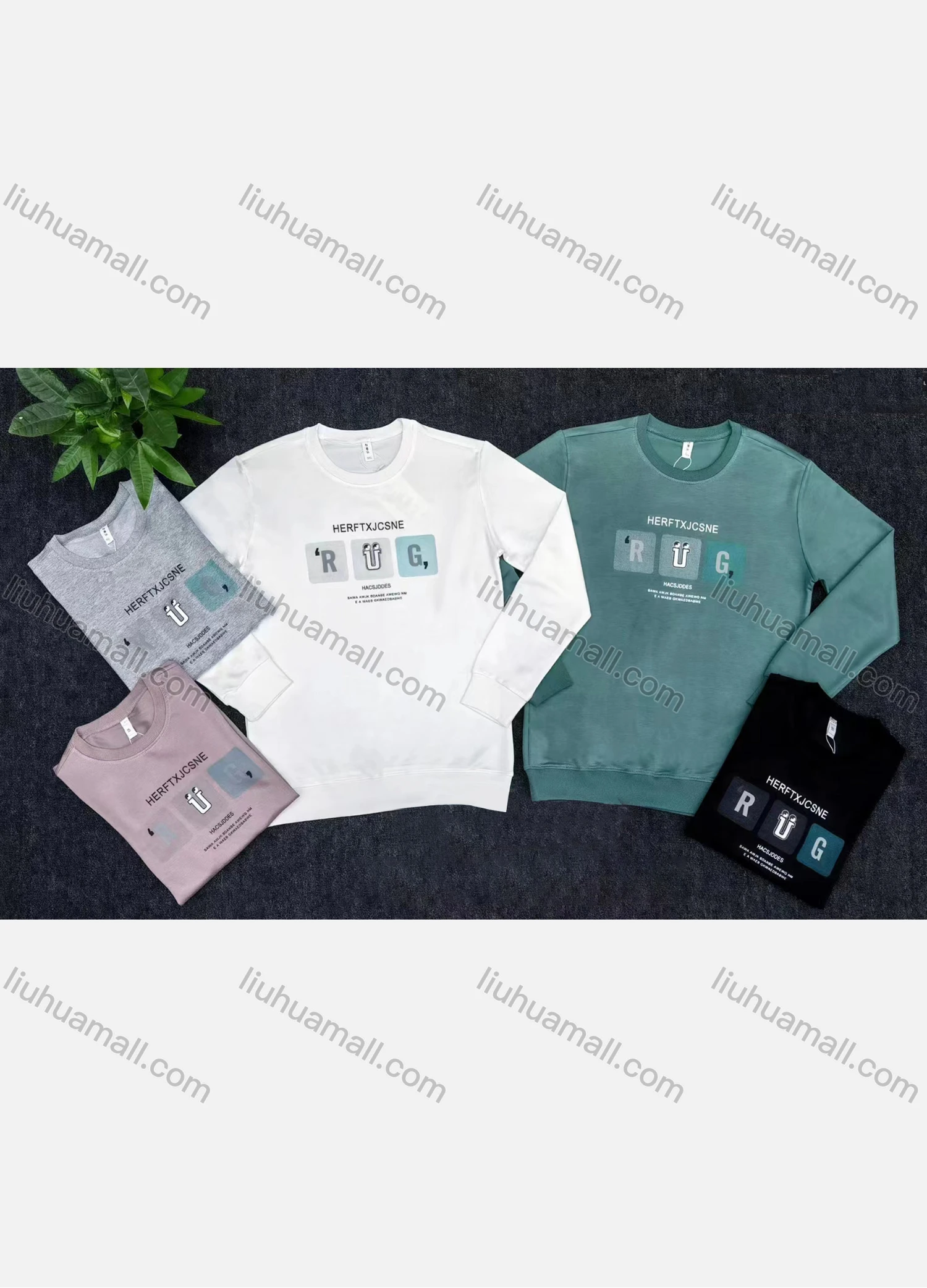 Wholesale Men's Casual Letter Print Round Neck Long Sleeve Sweatshirt - Liuhuamall