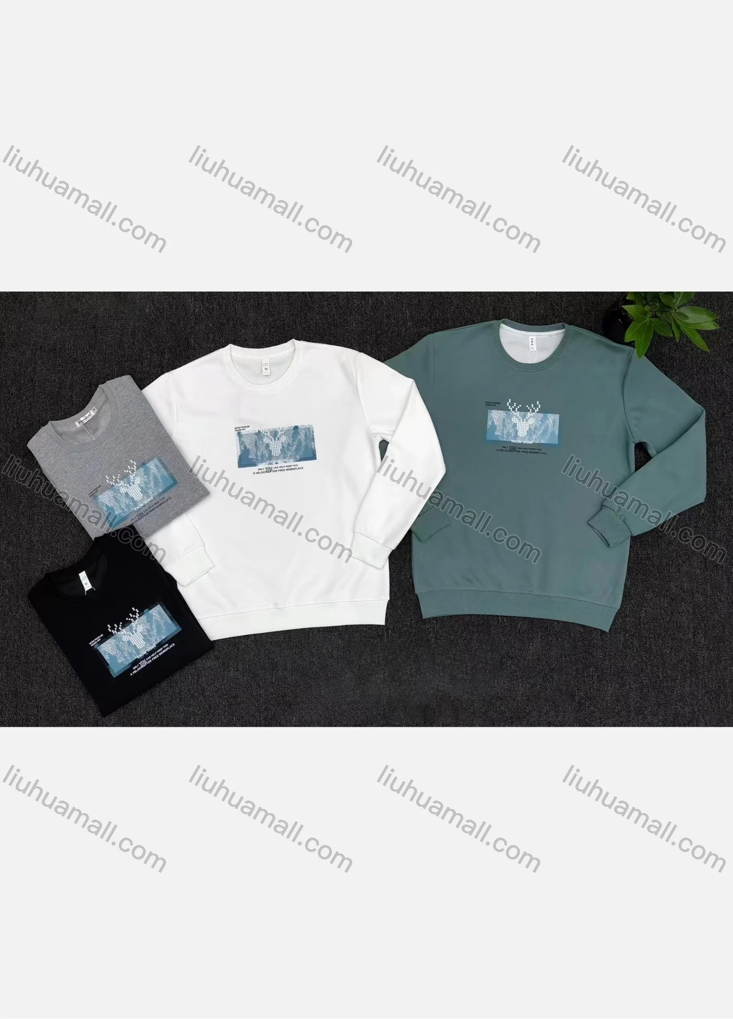 Wholesale Men's Casual Graphic Round Neck Long Sleeve Sweatshirt - Liuhuamall