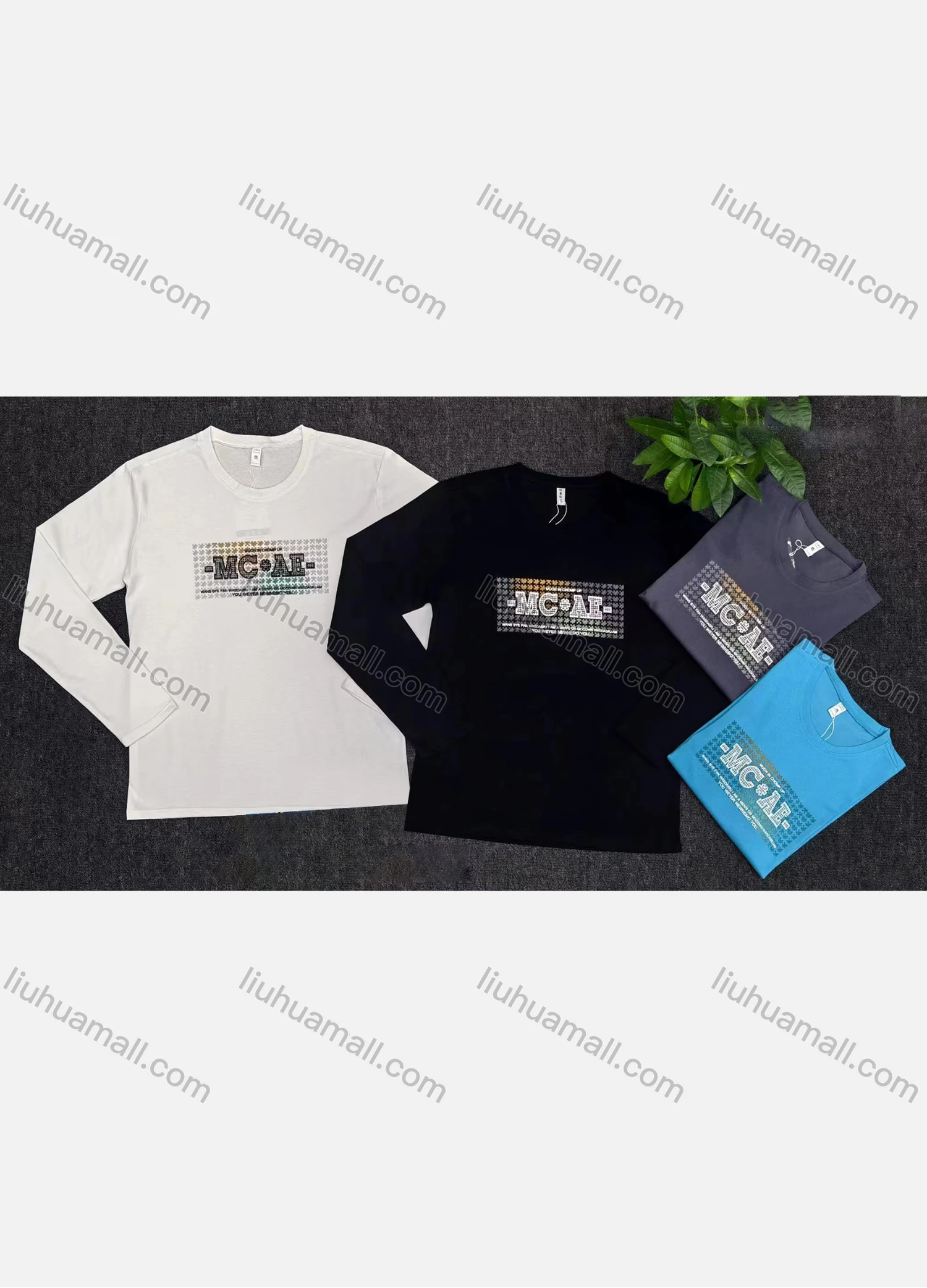 Wholesale Men's Casual Letter Print Round Neck Long Sleeve Tee - Liuhuamall