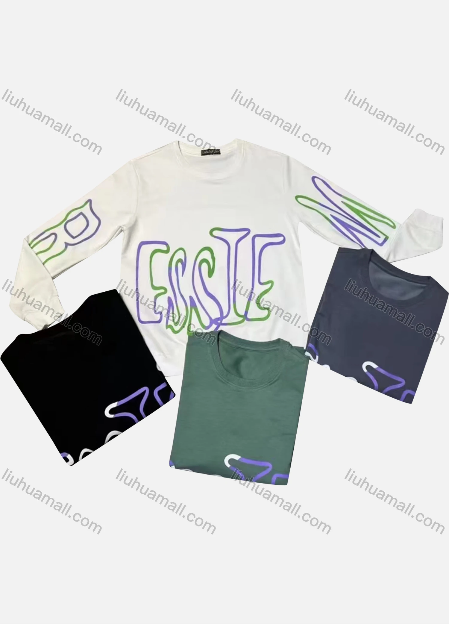 Wholesale Men's Casual Letter Print Round Neck Long Sleeve Sweatshirt - Liuhuamall