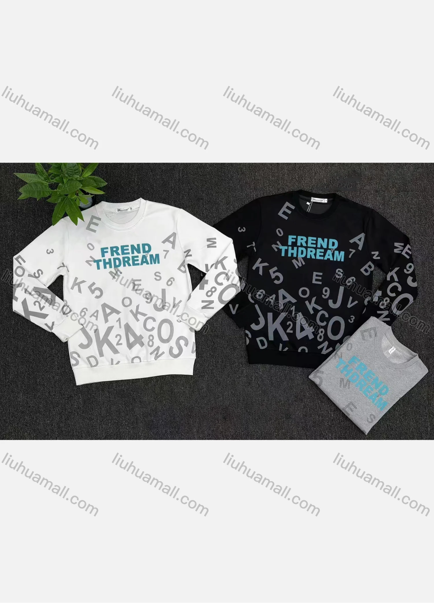 Wholesale Men's Casual Letter Print Round Neck Long Sleeve Sweatshirt - Liuhuamall