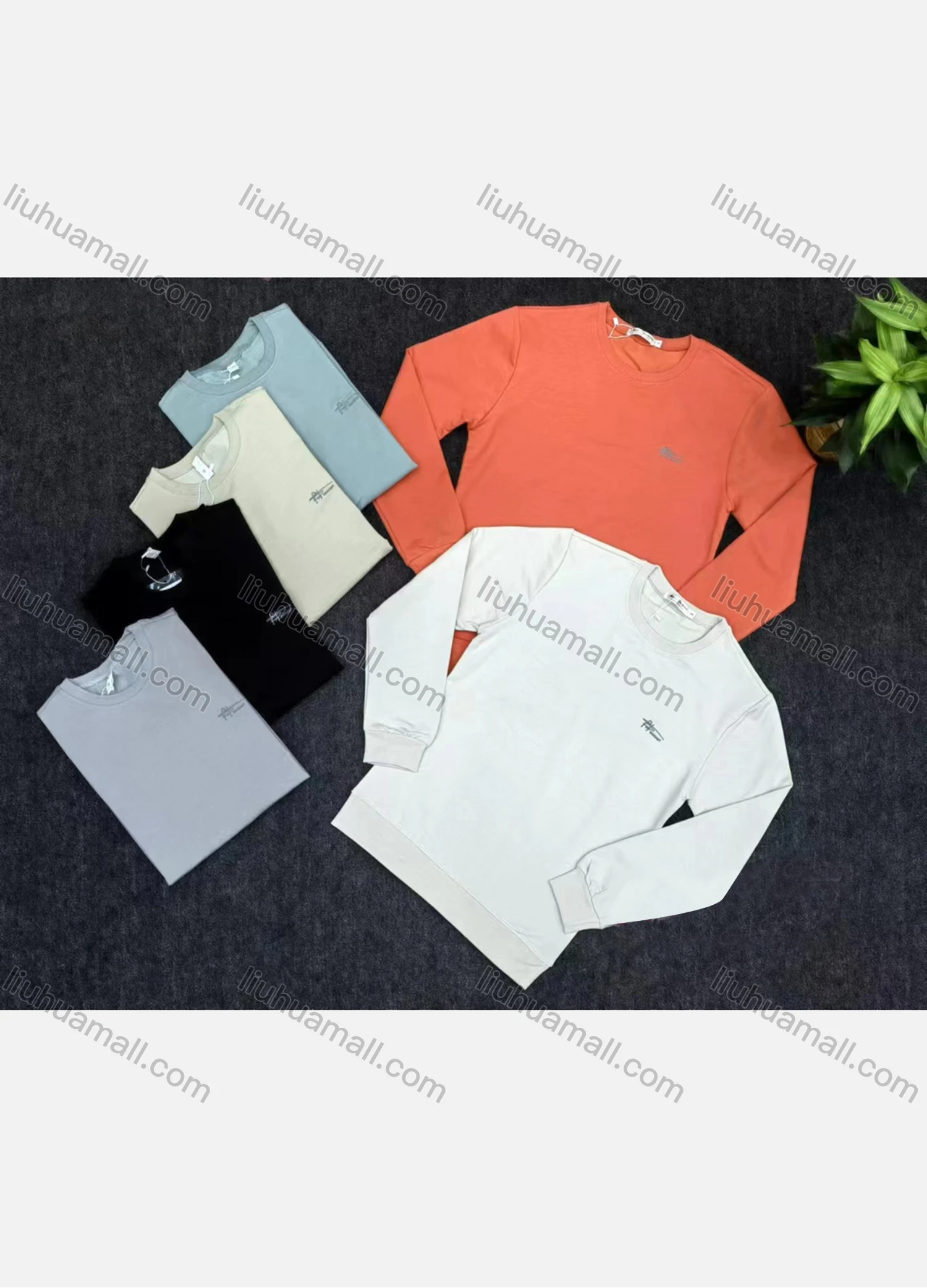 Wholesale Men's Casual Plain Round Neck Long Sleeve Sweatshirt - Liuhuamall