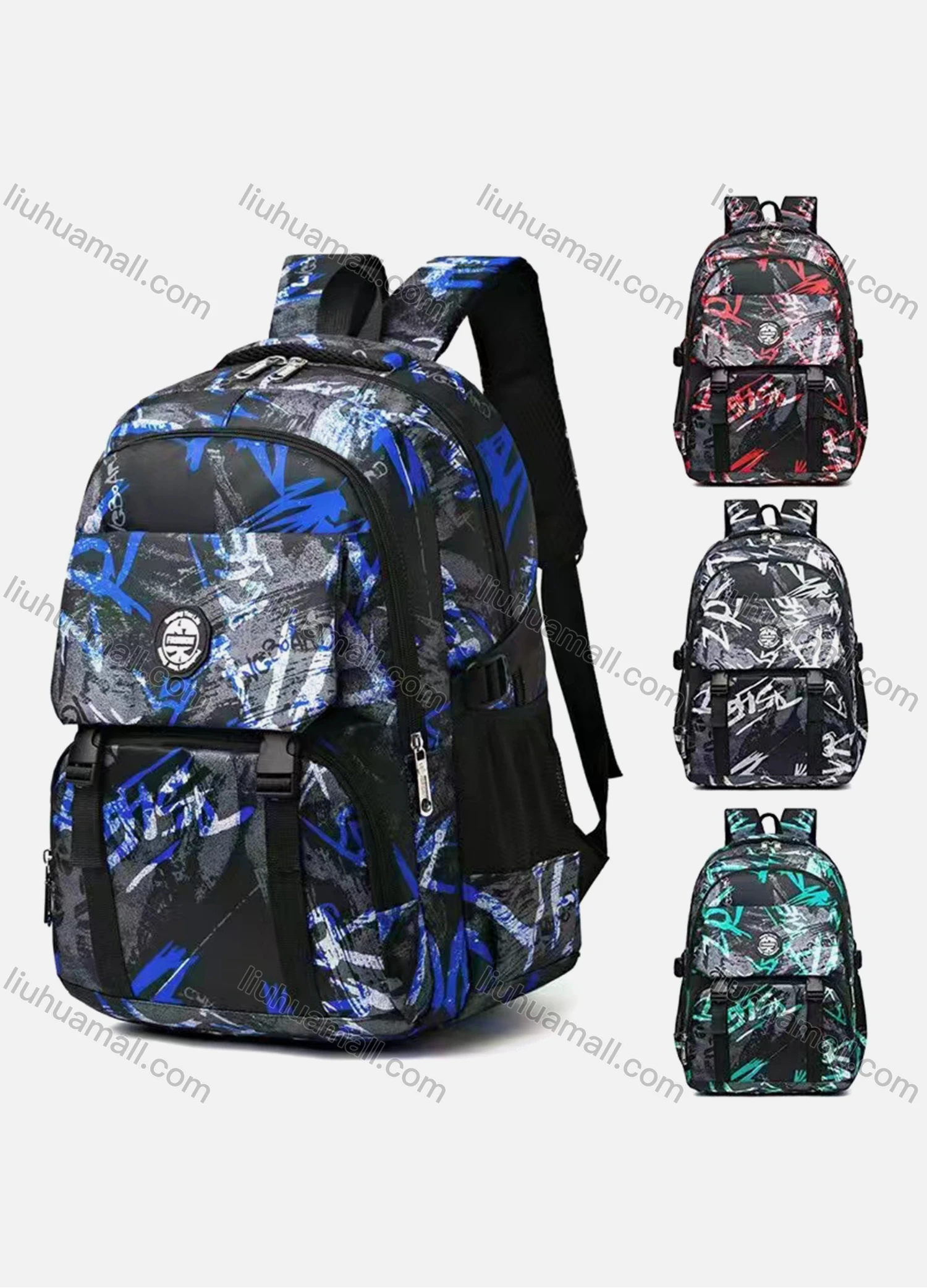 Wholesale Student's Nylon Graffiti Durable Water Resistant School Book Bag Laptops Backpack - Liuhuamall