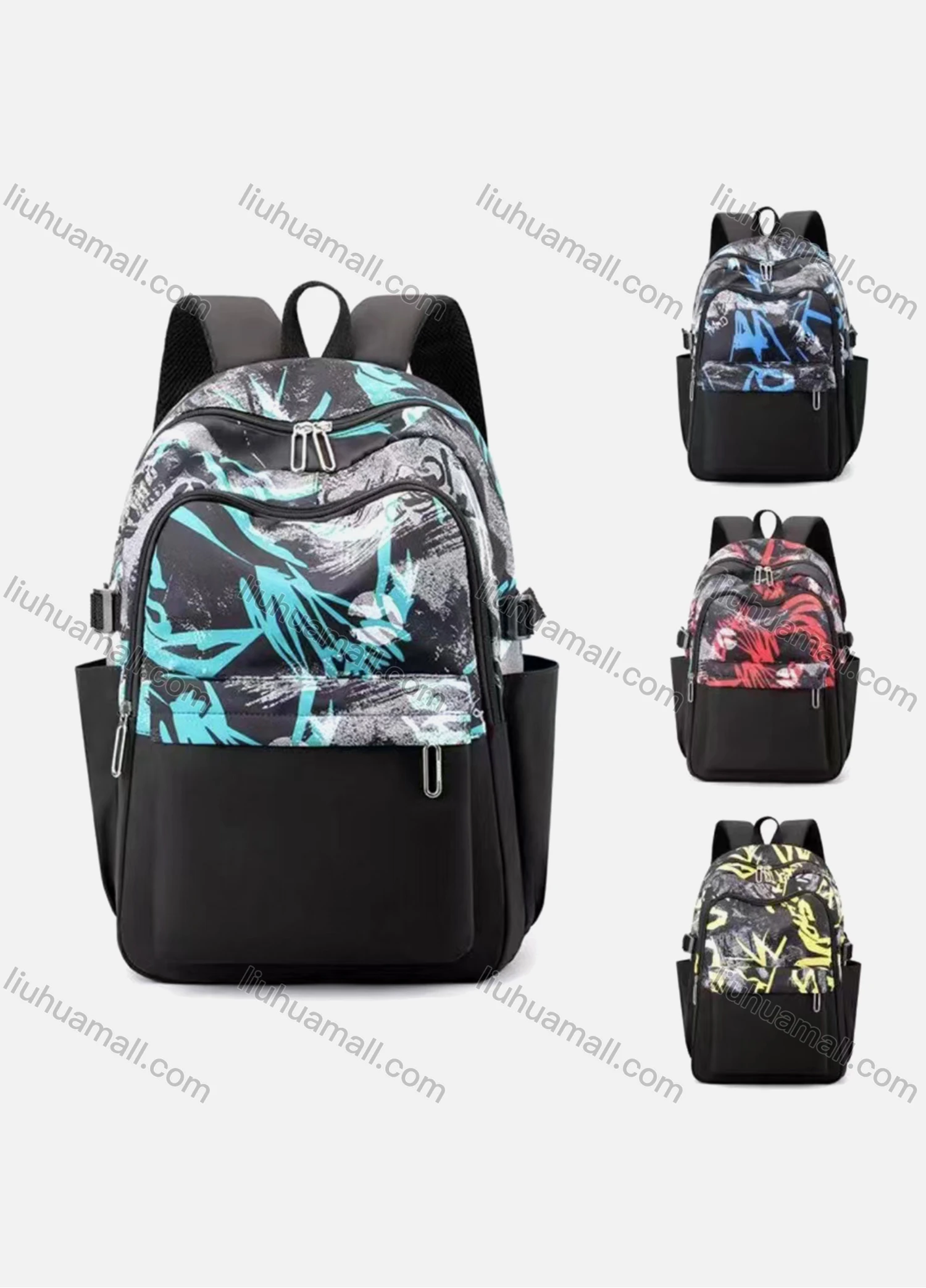 Wholesale Student's Nylon Graffiti Durable Water Resistant School Book Bag Laptops Backpack - Liuhuamall