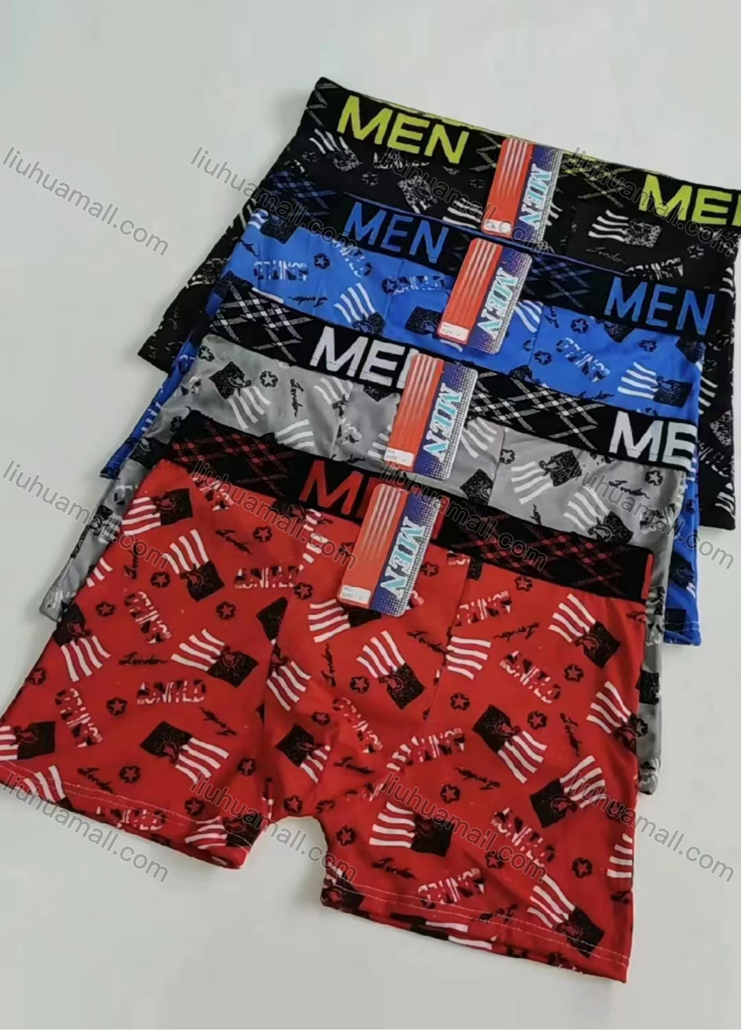 Wholesale Men's Allover Print Elastic Soft Comfortable Boxer Briefs(Pack Of 12) - Liuhuamall