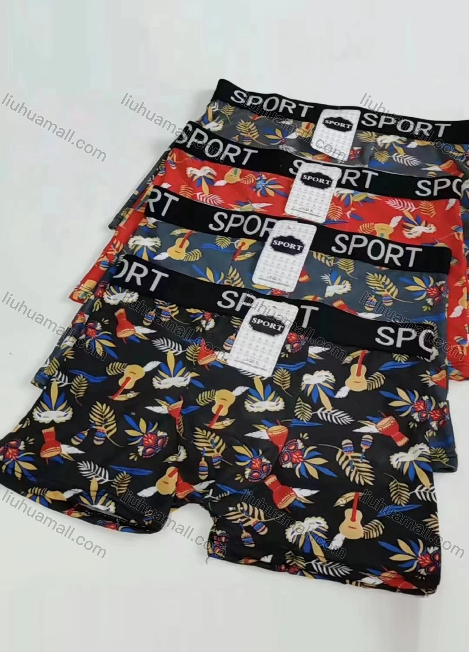 Wholesale Men's Allover Print Elastic Soft Comfortable Boxer Briefs(Pack Of 12) - Liuhuamall