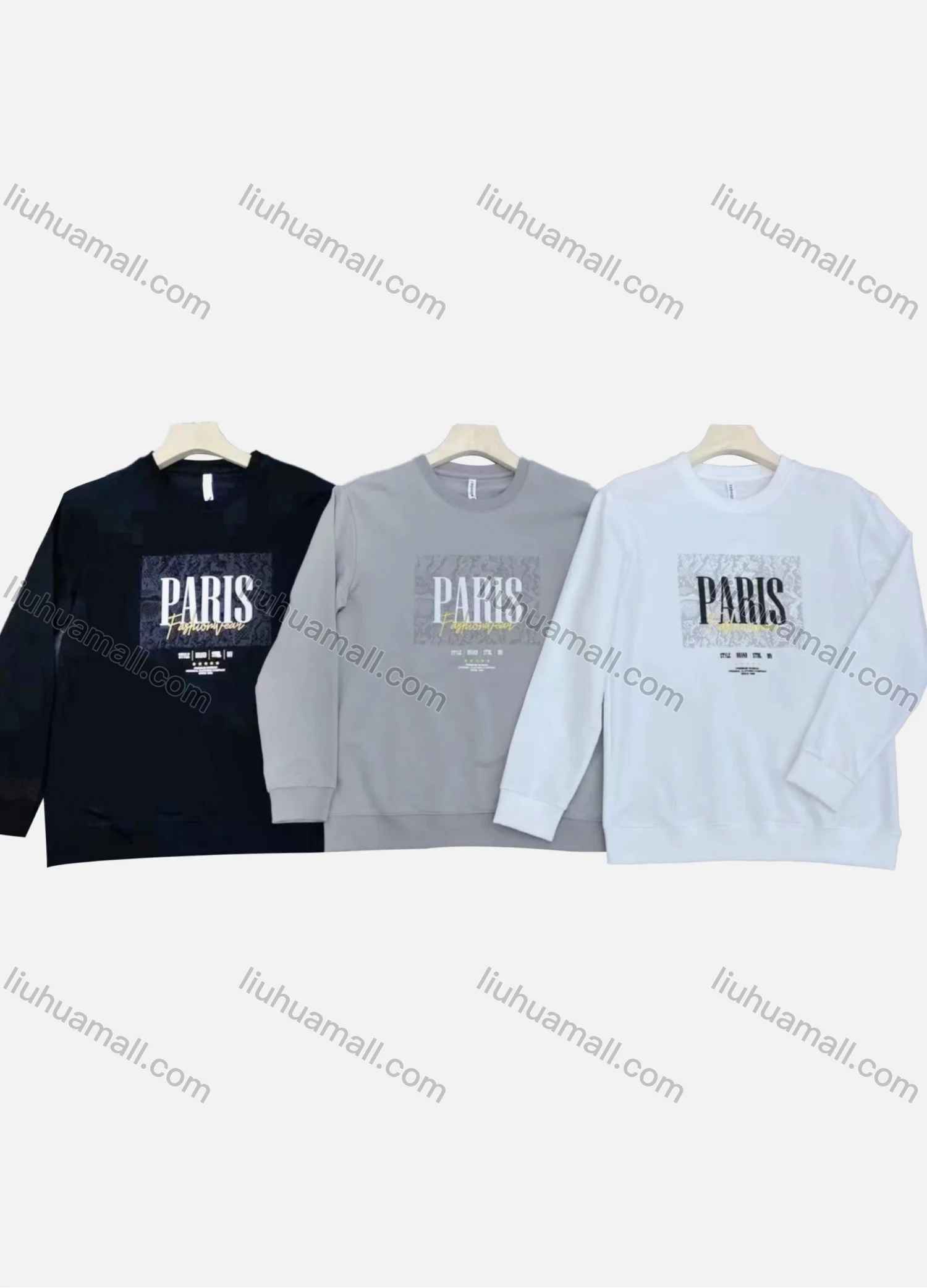 Wholesale Men's 100%Cotton Casual Letter Print Round Neck Long Sleeve T-Shirt - Liuhuamall