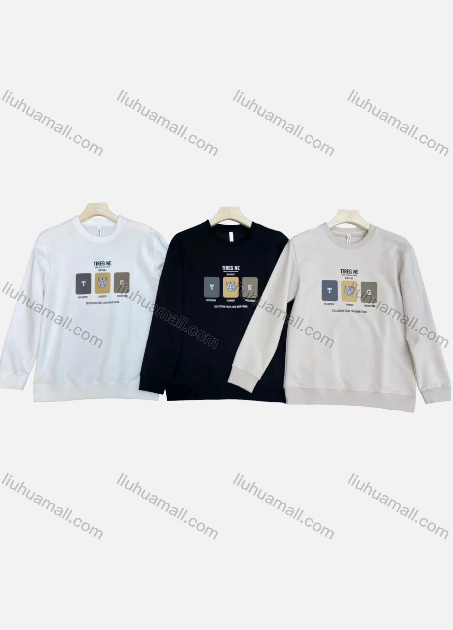 Wholesale Men's 100%Cotton Casual Letter Print Round Neck Long Sleeve T-Shirt - Liuhuamall