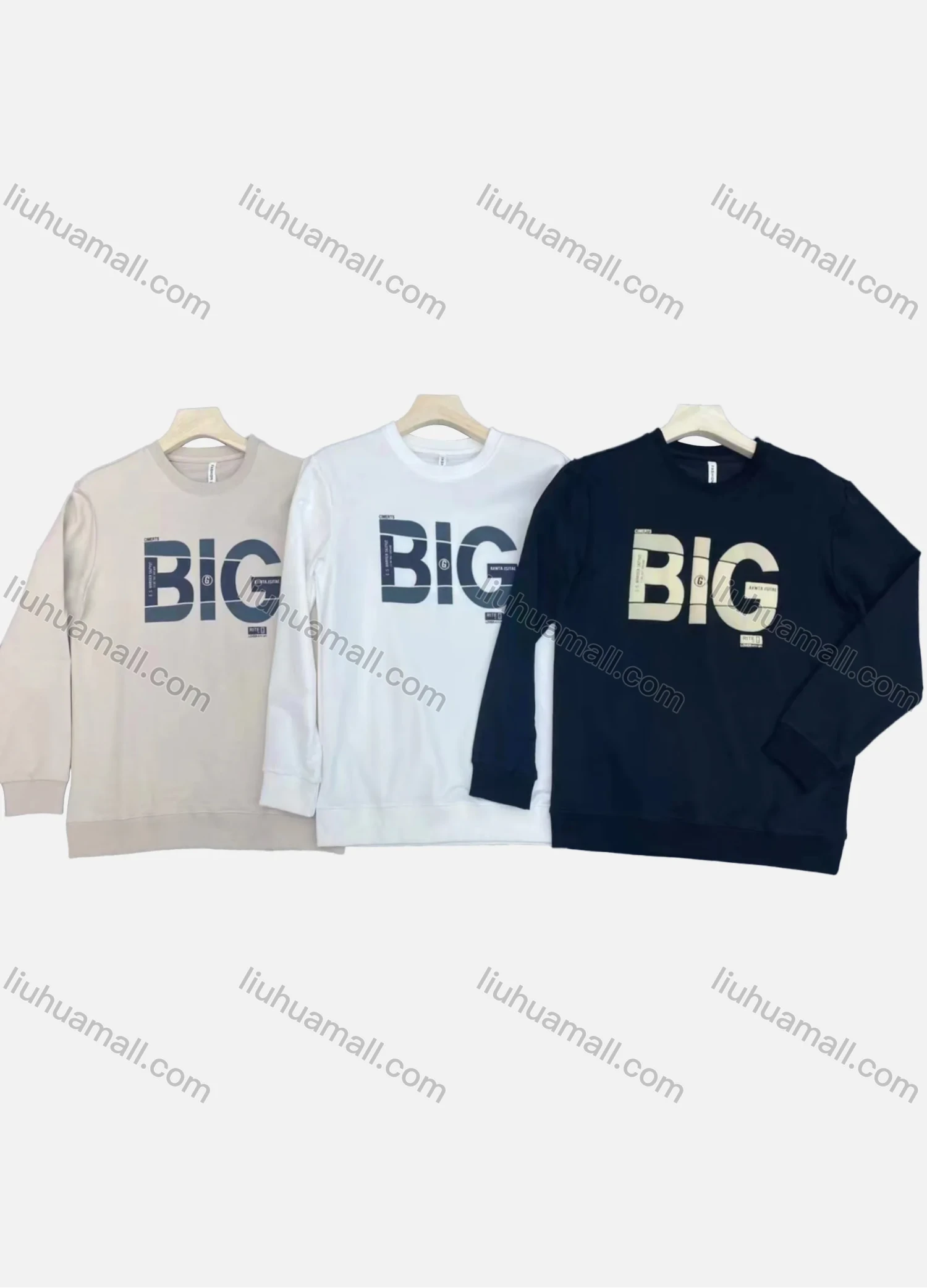 Wholesale Men's 100%Cotton Casual Letter Print Round Neck Long Sleeve T-Shirt - Liuhuamall