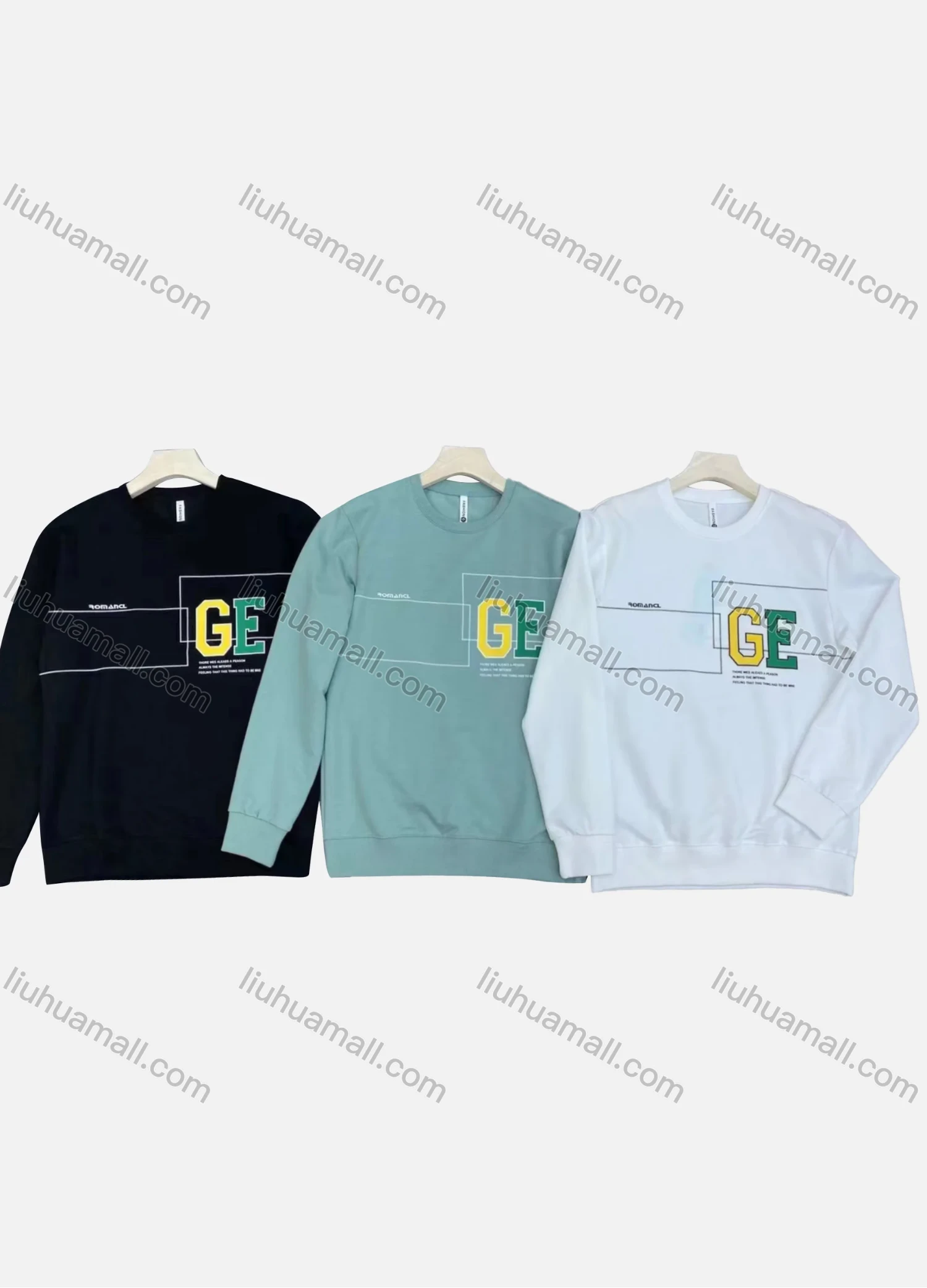 Wholesale Men's 100%Cotton Casual Letter Print Round Neck Long Sleeve T-Shirt - Liuhuamall