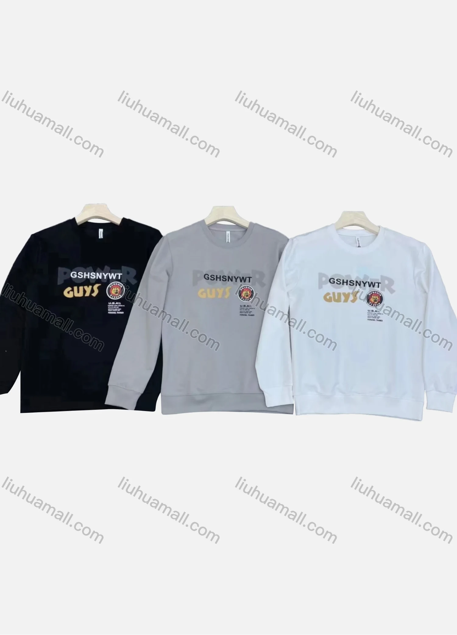 Wholesale Men's 100%Cotton Casual Letter Print Round Neck Long Sleeve T-Shirt - Liuhuamall