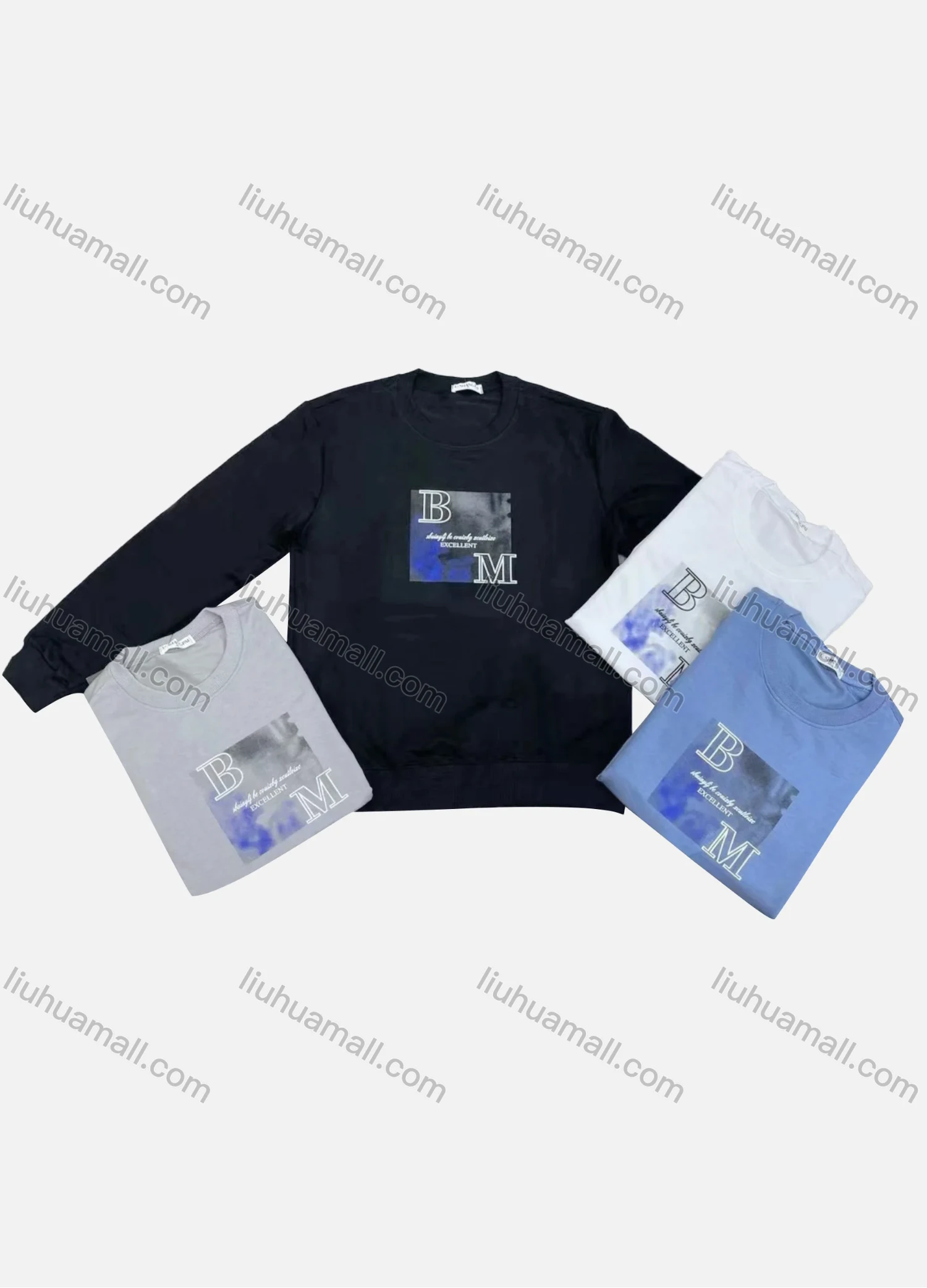 Wholesale Men's 100%Cotton Casual Letter Print Round Neck Long Sleeve T-Shirt - Liuhuamall