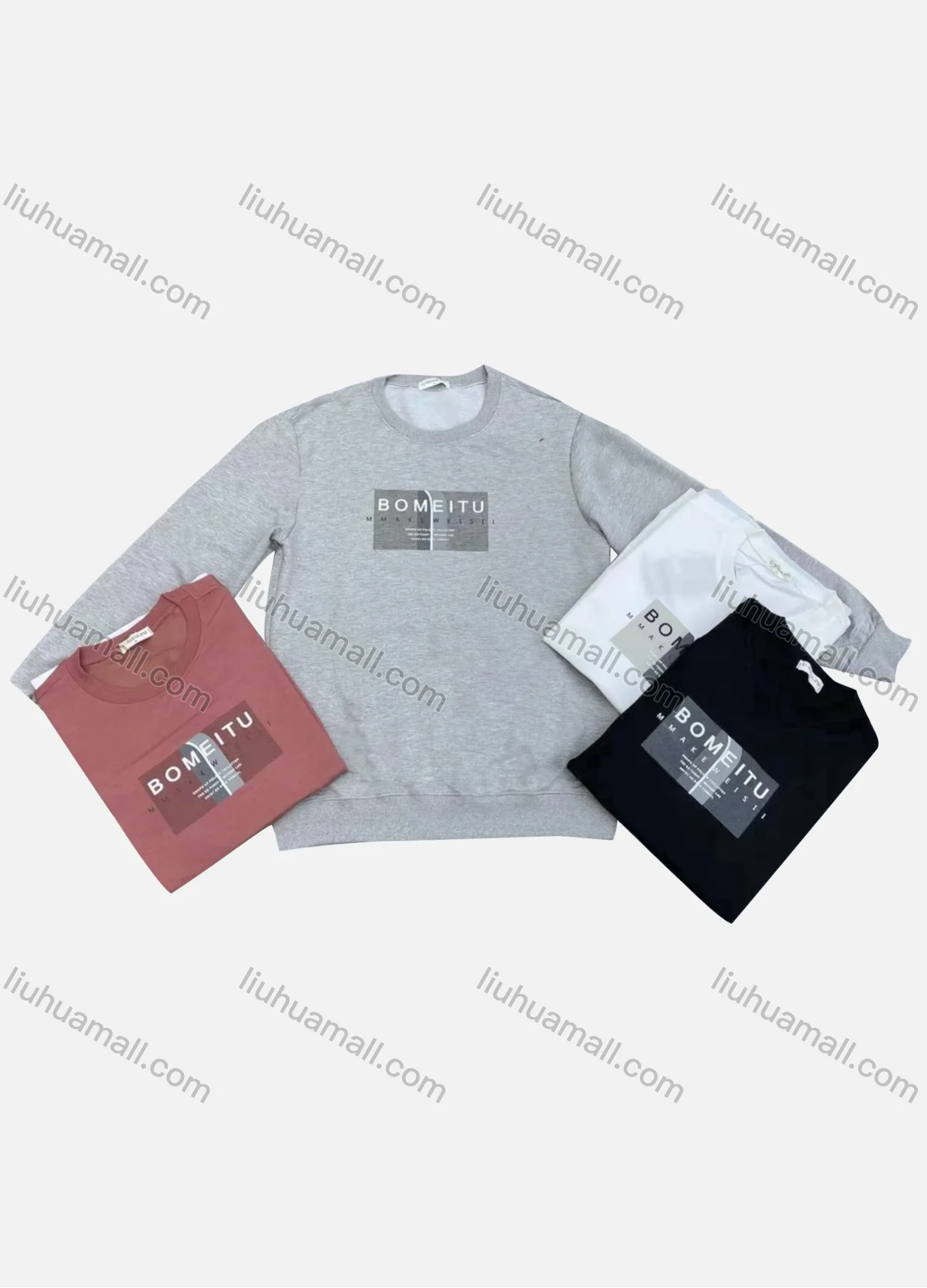 Wholesale Men's 100%Cotton Casual Letter Print Round Neck Long Sleeve T-Shirt - Liuhuamall