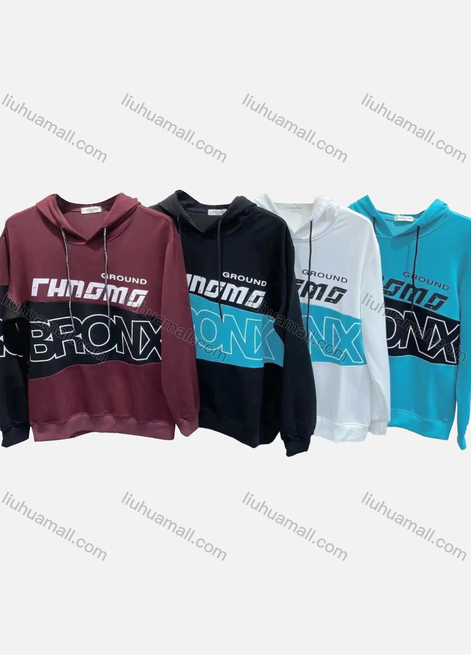 Wholesale Men's 100%Cotton Casual Letter Print Drawstring Round Neck Long Sleeve Hoodie - Liuhuamall