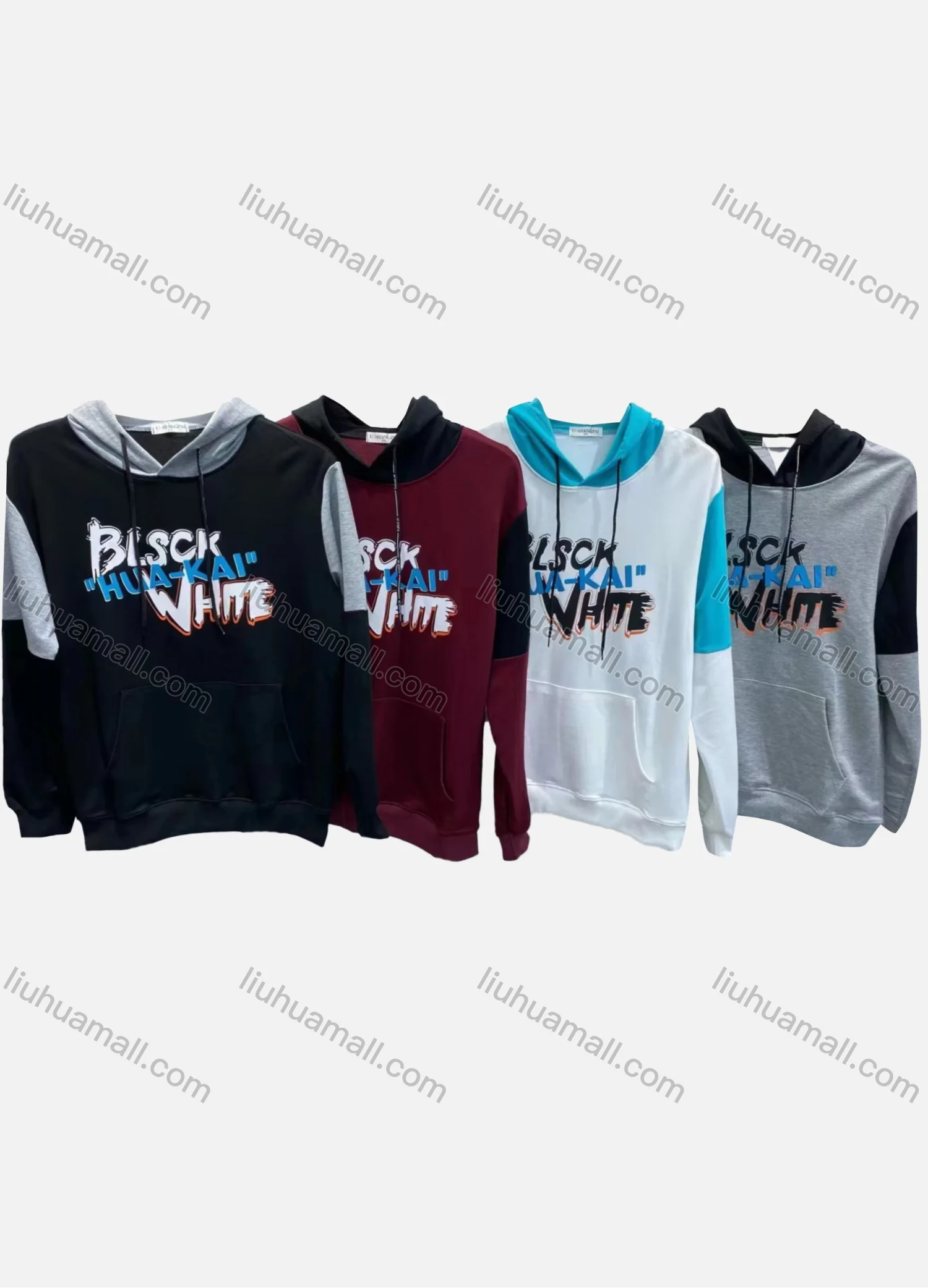 Wholesale Men's 100%Cotton Casual Letter Print Drawstring Round Neck Long Sleeve Hoodie - Liuhuamall