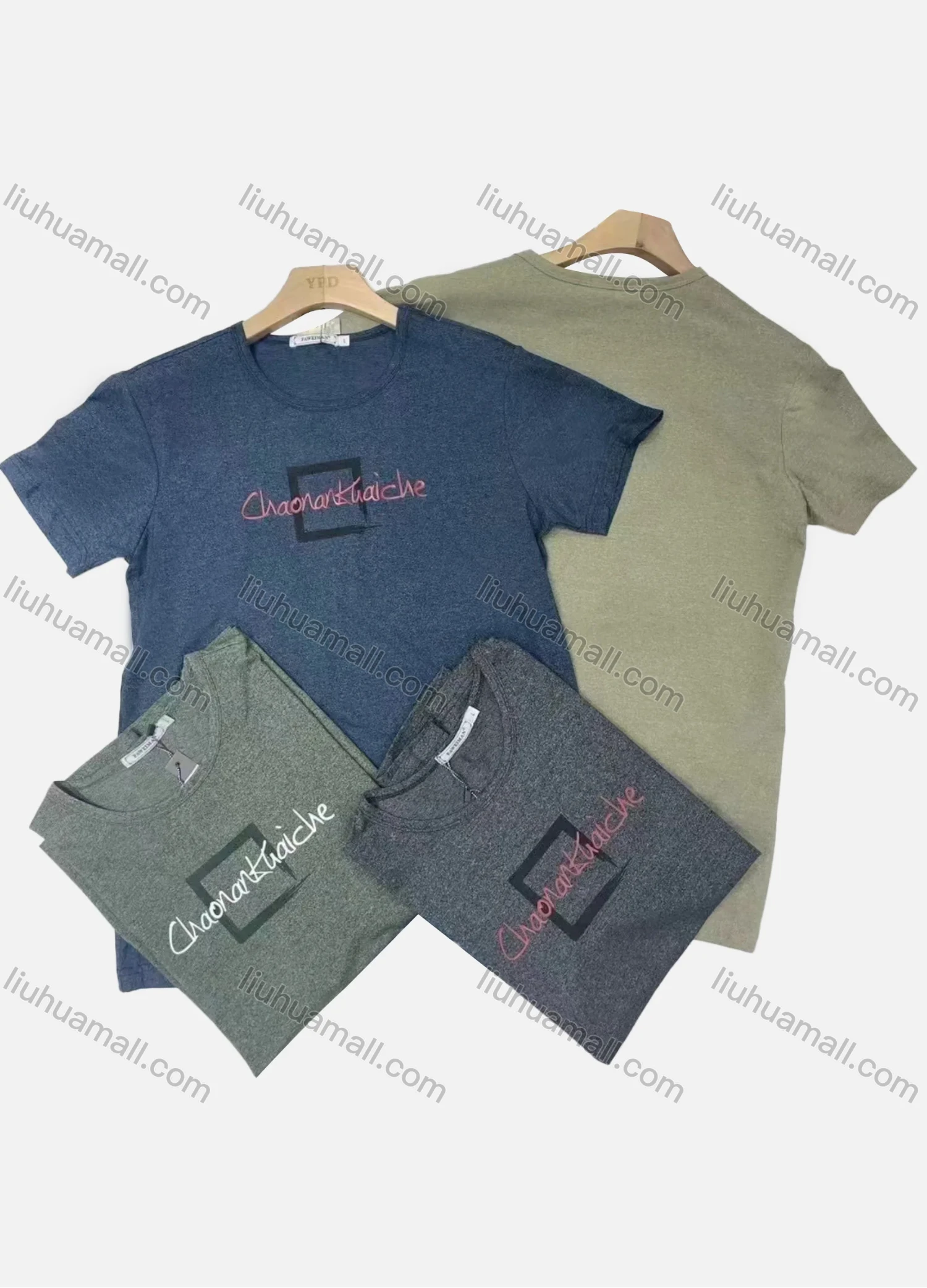 Wholesale Men's Casual 100%Cotton Letter Print Round Neck Short Sleeve Tee - Liuhuamall