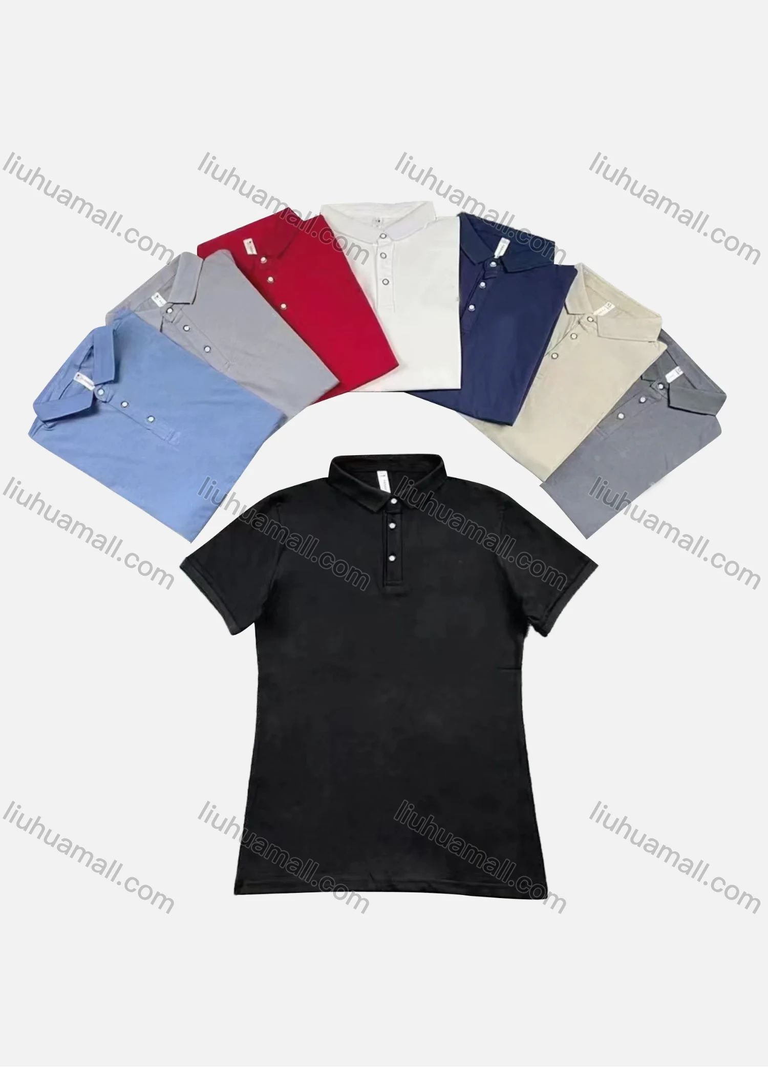 Wholesale Men's Casual 100%Cotton Plain Short Sleeve Polo Shirt - Liuhuamall