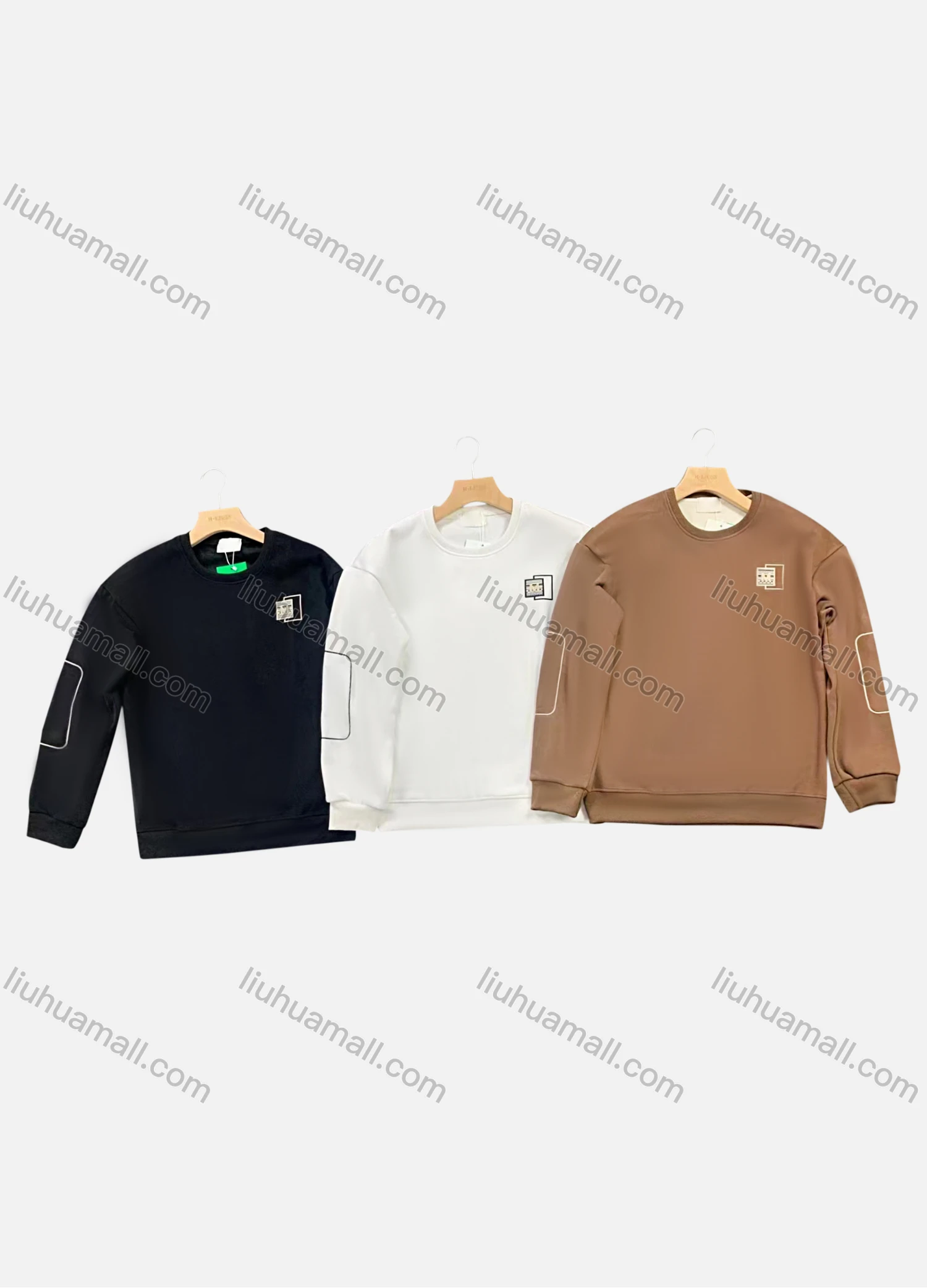 Wholesale Men's Casual Plain Round Neck Long Sleeve Sweatshirt - Liuhuamall