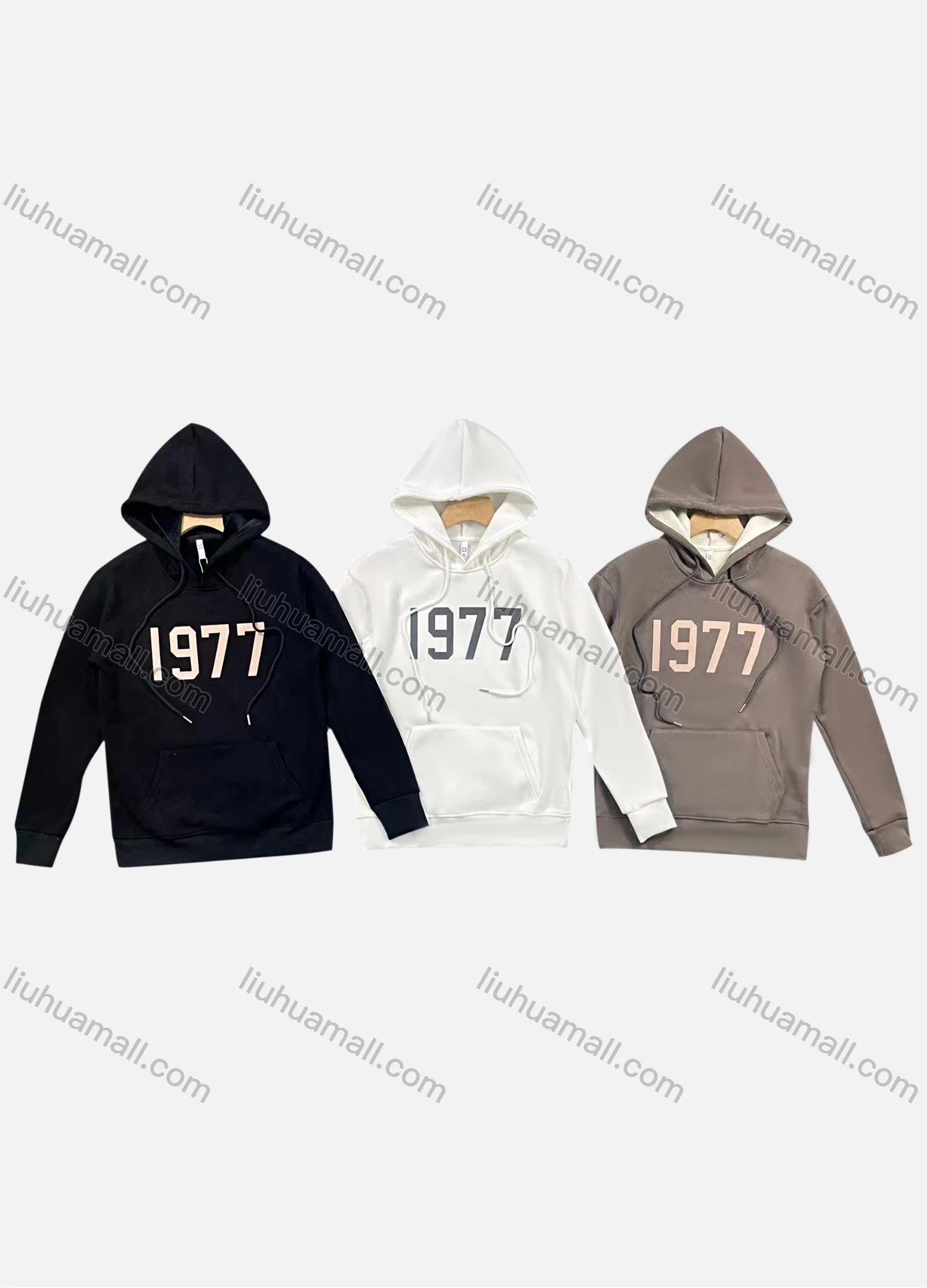 Wholesale Men's Casual Number Print Round Neck Drawstring Long Sleeve Kangaroo Pocket Hoodie - Liuhuamall