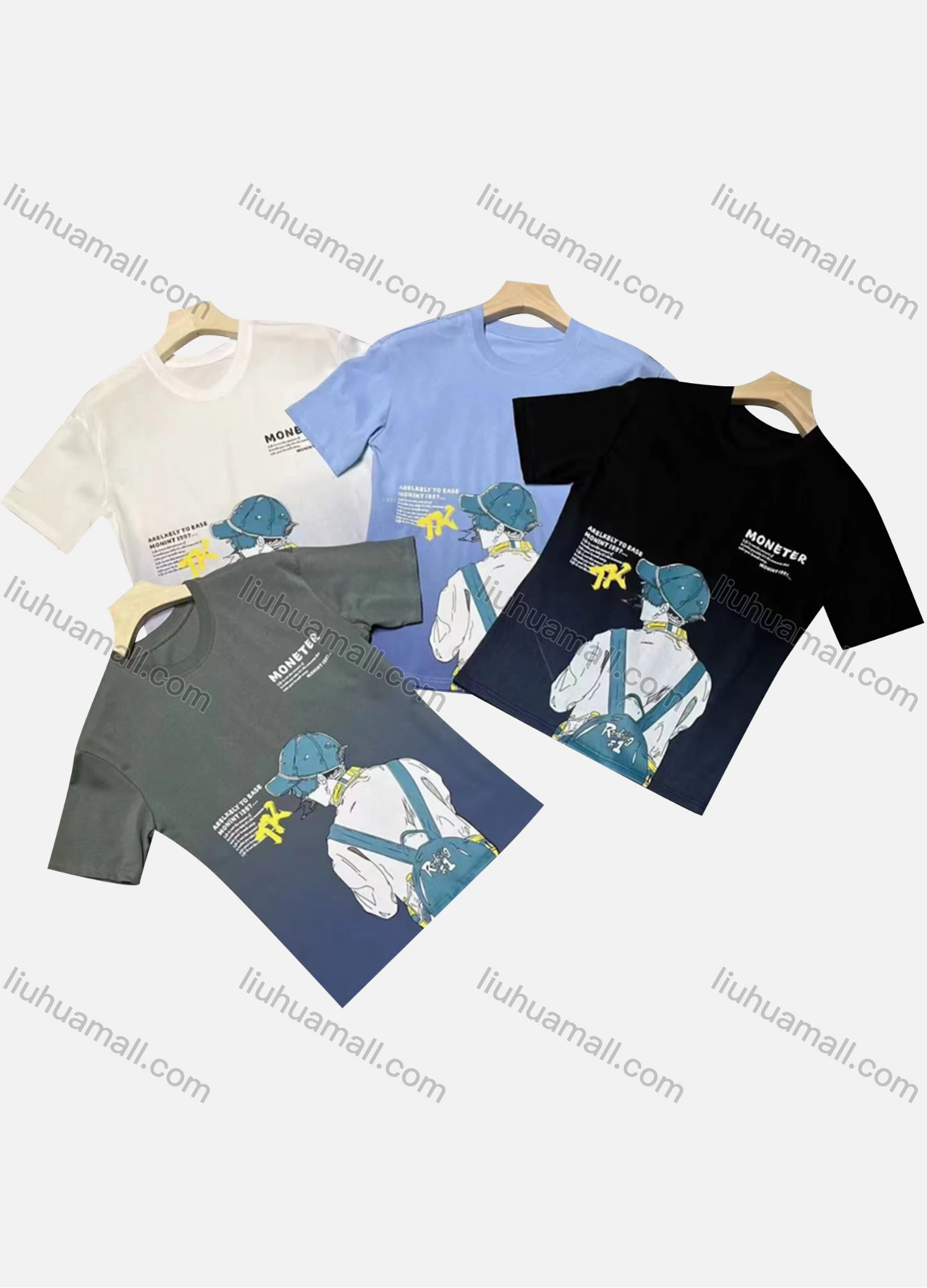 Wholesale Men's Casual Round Neck Short Sleeve Graphic T-shirt - Liuhuamall