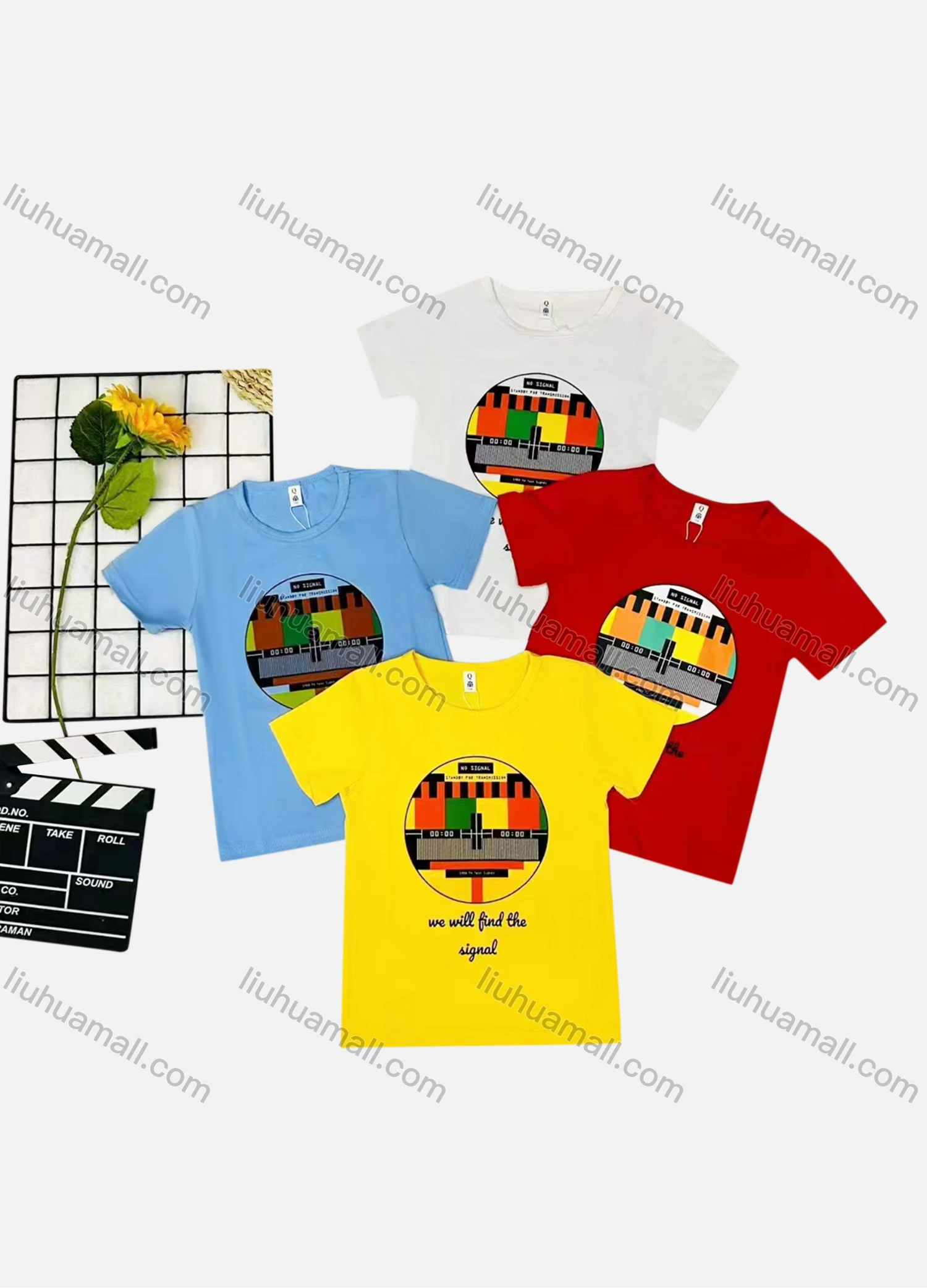 Wholesale Boy's Casual Graphic Round Neck Short Sleeve Tee - Liuhuamall