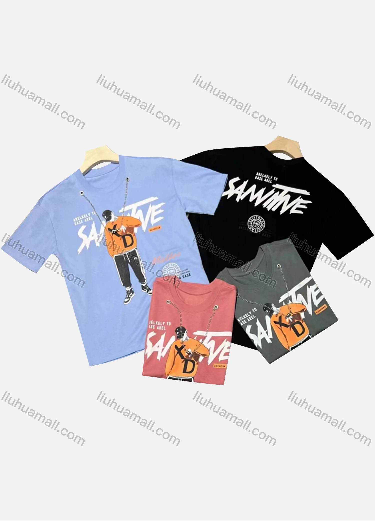 Wholesale Men's Casual Round Neck Short Sleeve Graphic T-shirt - Liuhuamall
