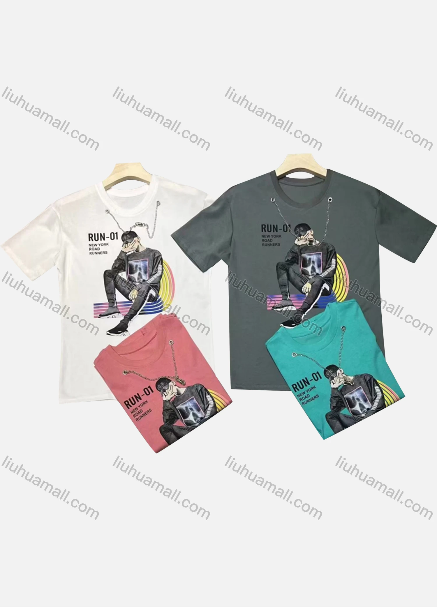 Wholesale Men's Casual Round Neck Short Sleeve Graphic T-shirt - Liuhuamall