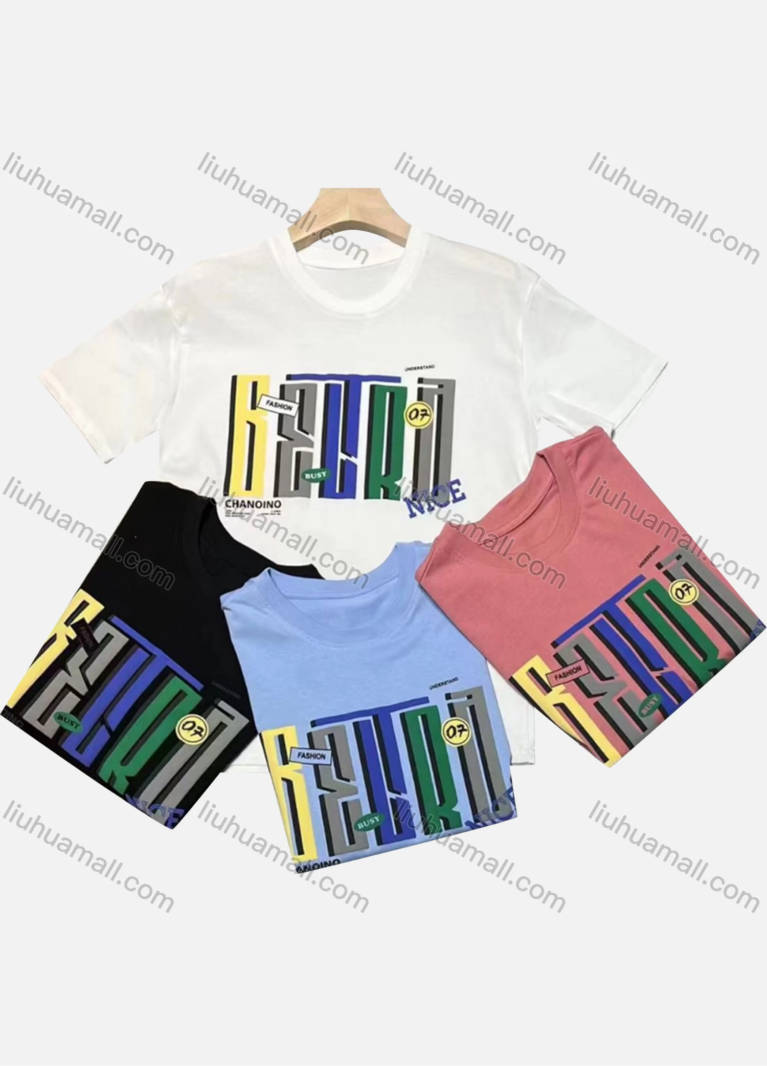 Wholesale Men's Casual Round Neck Short Sleeve Letter T-shirt - Liuhuamall