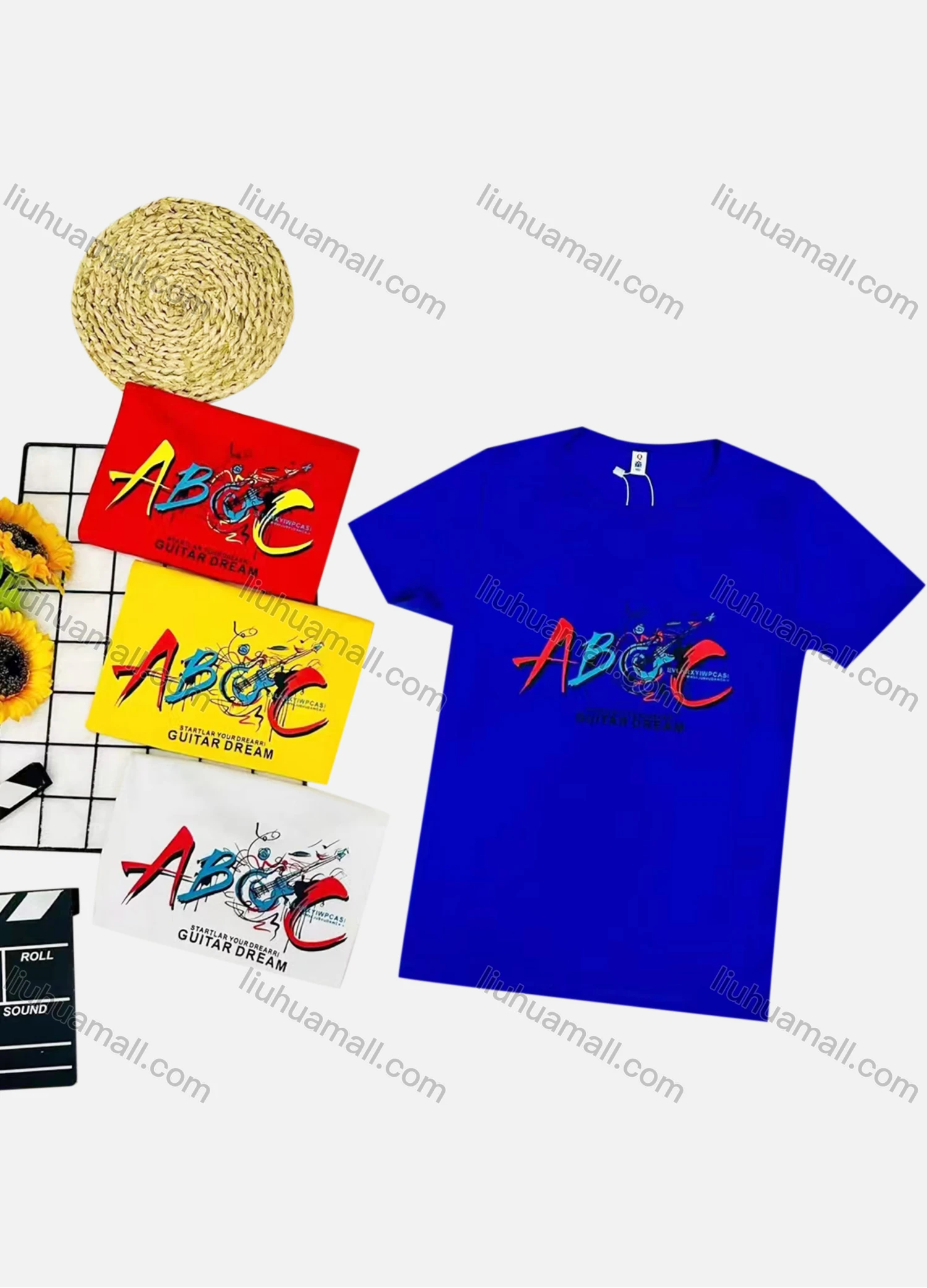 Wholesale Boy's Casual Pattern & Letter Print Round Neck Short Sleeve Tee - Liuhuamall