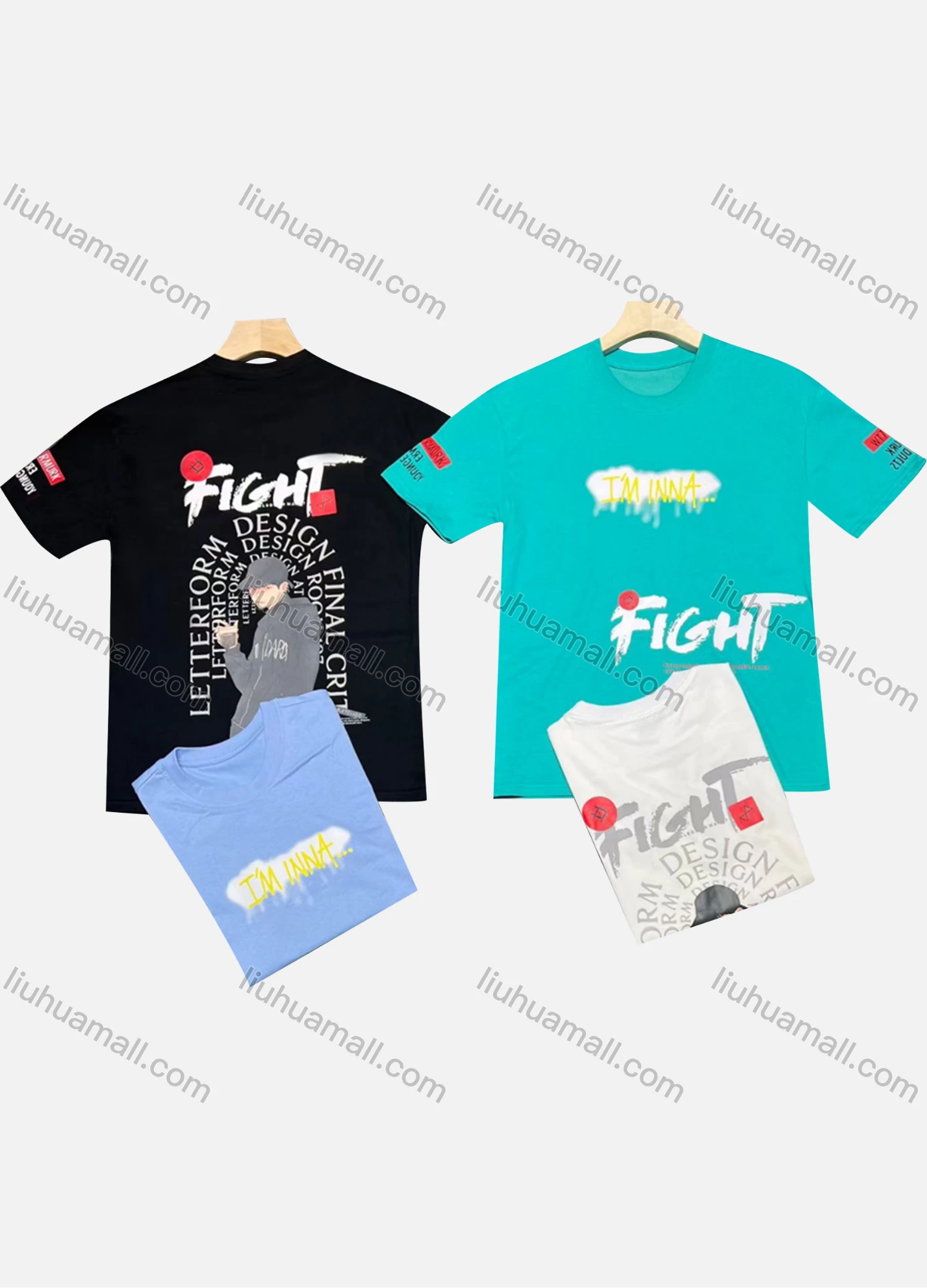 Wholesale Men's Casual Round Neck Short Sleeve Graphic Letter T-shirt - Liuhuamall