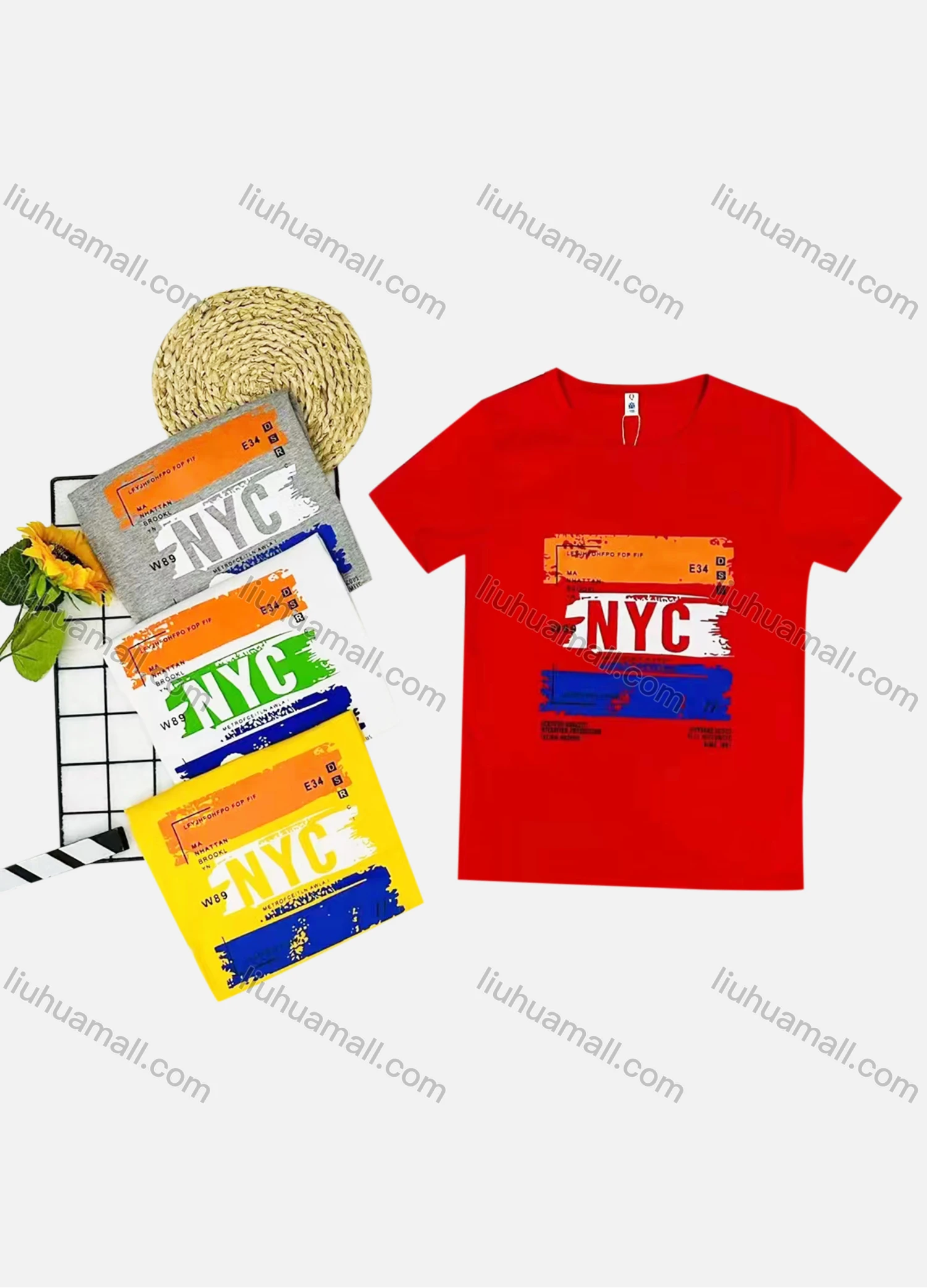 Wholesale Boy's Casual Letter Print Round Neck Short Sleeve Tee - Liuhuamall