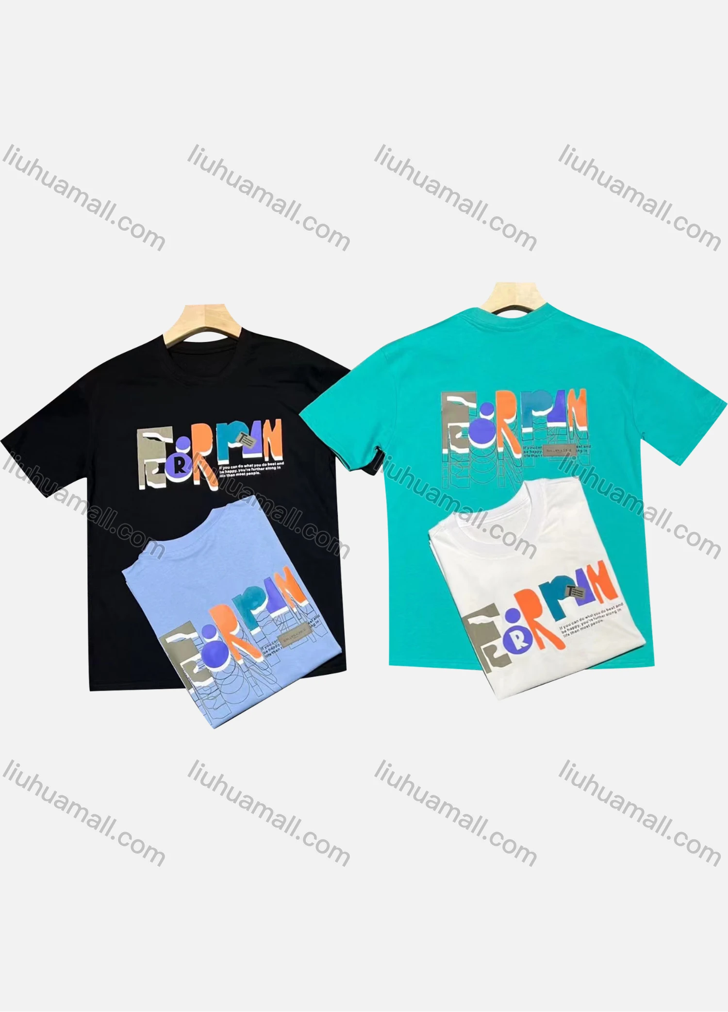 Wholesale Men's Casual Round Neck Short Sleeve Letter T-shirt - Liuhuamall