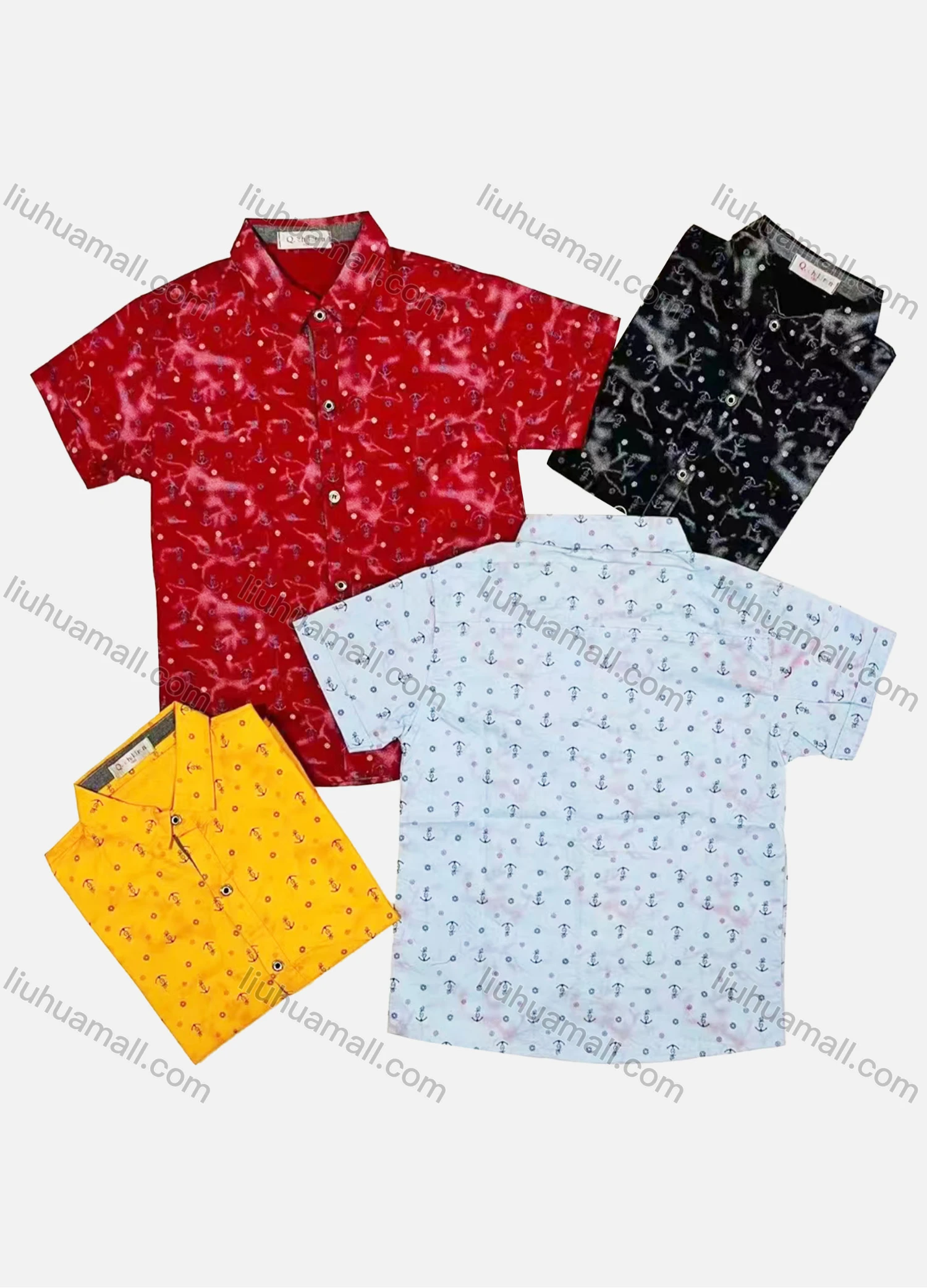 Wholesale Boy's Casual Allover Print Short Sleeve Shirt - Liuhuamall