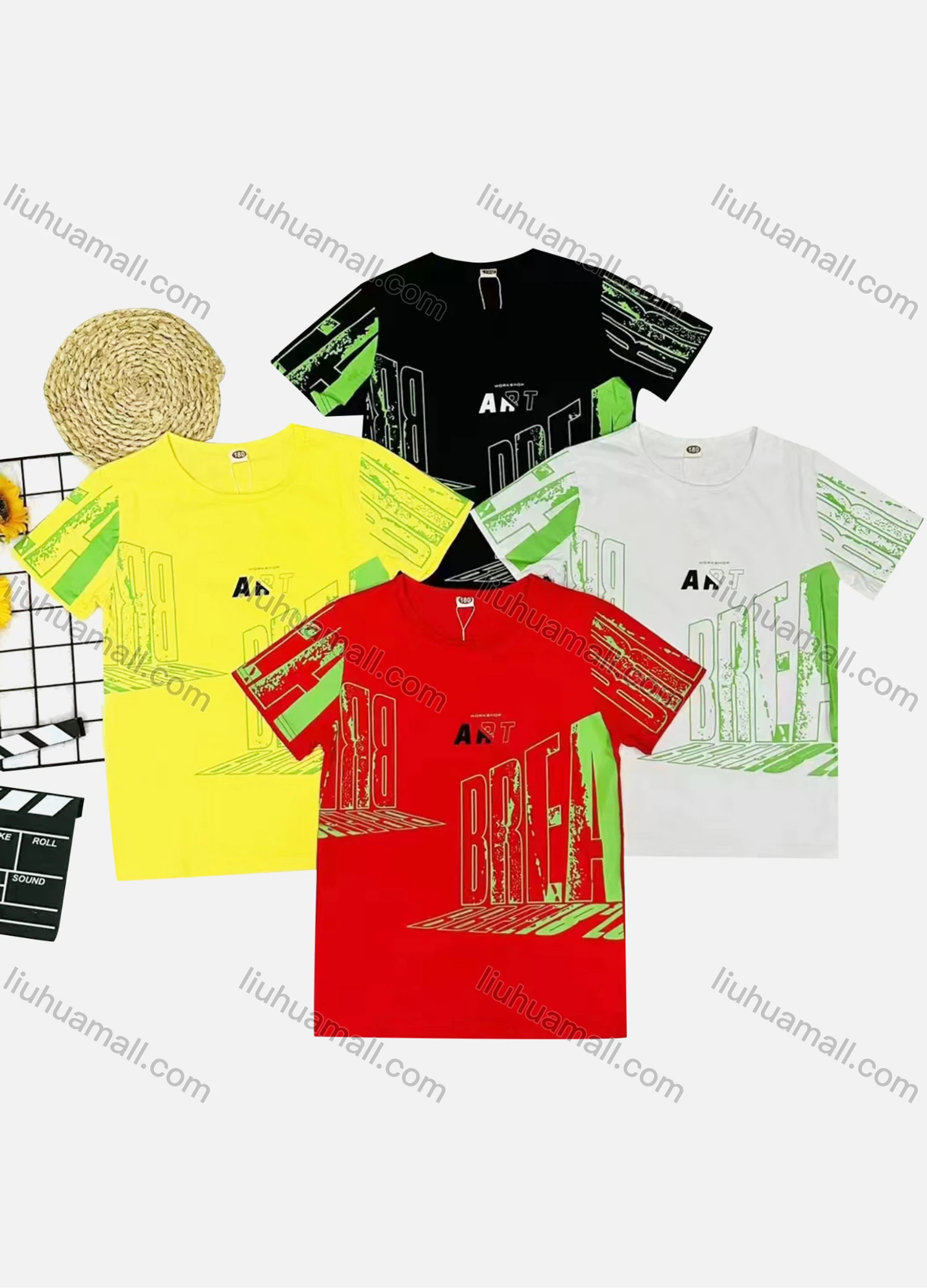 Wholesale Boy's Casual Letter Print Round Neck Short Sleeve Tee - Liuhuamall